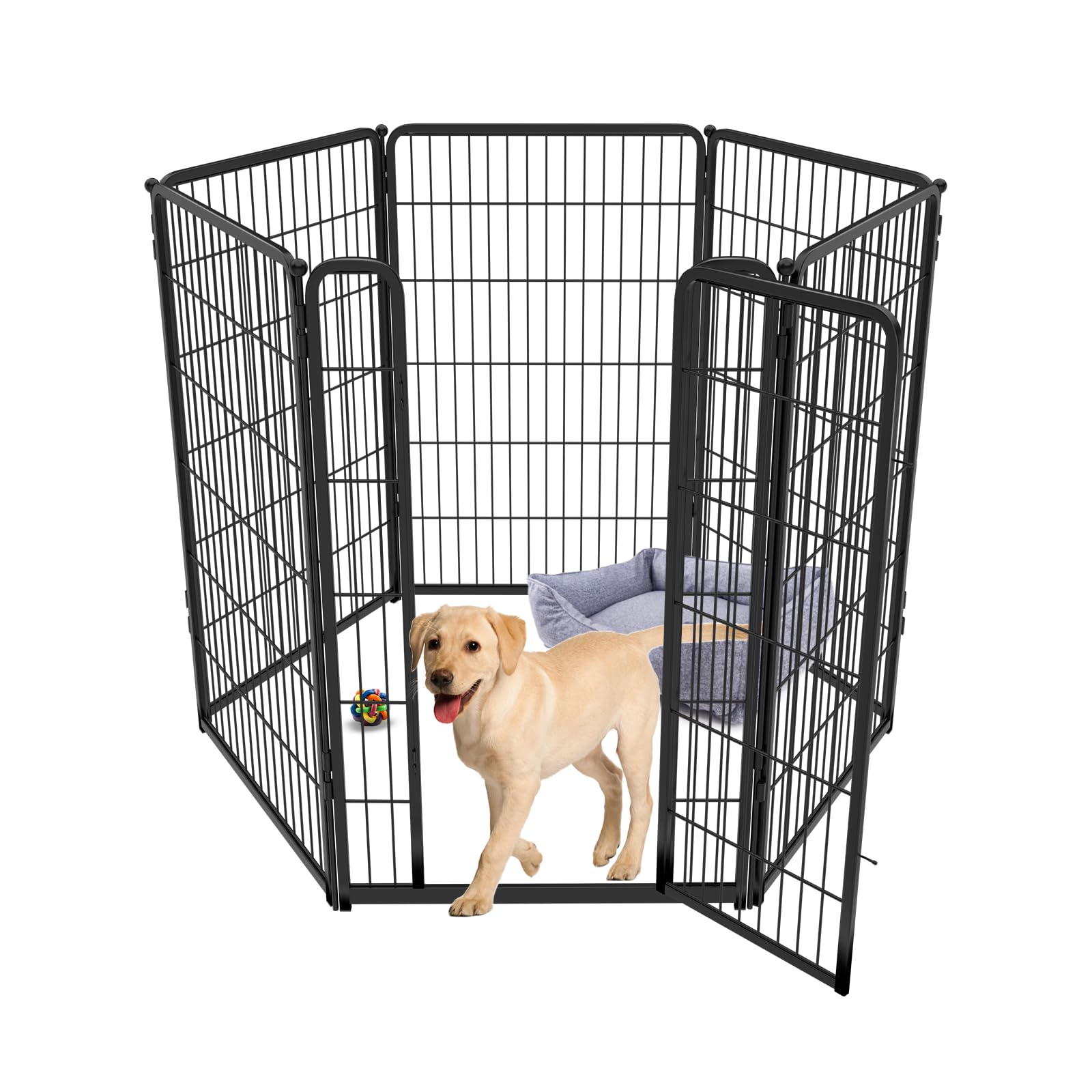 Fxw Homeplus Indoor Dog Playpen - Stress-Free And Safe Play, 45 Inch 6 Panels For Large Dogs, Black│Patented