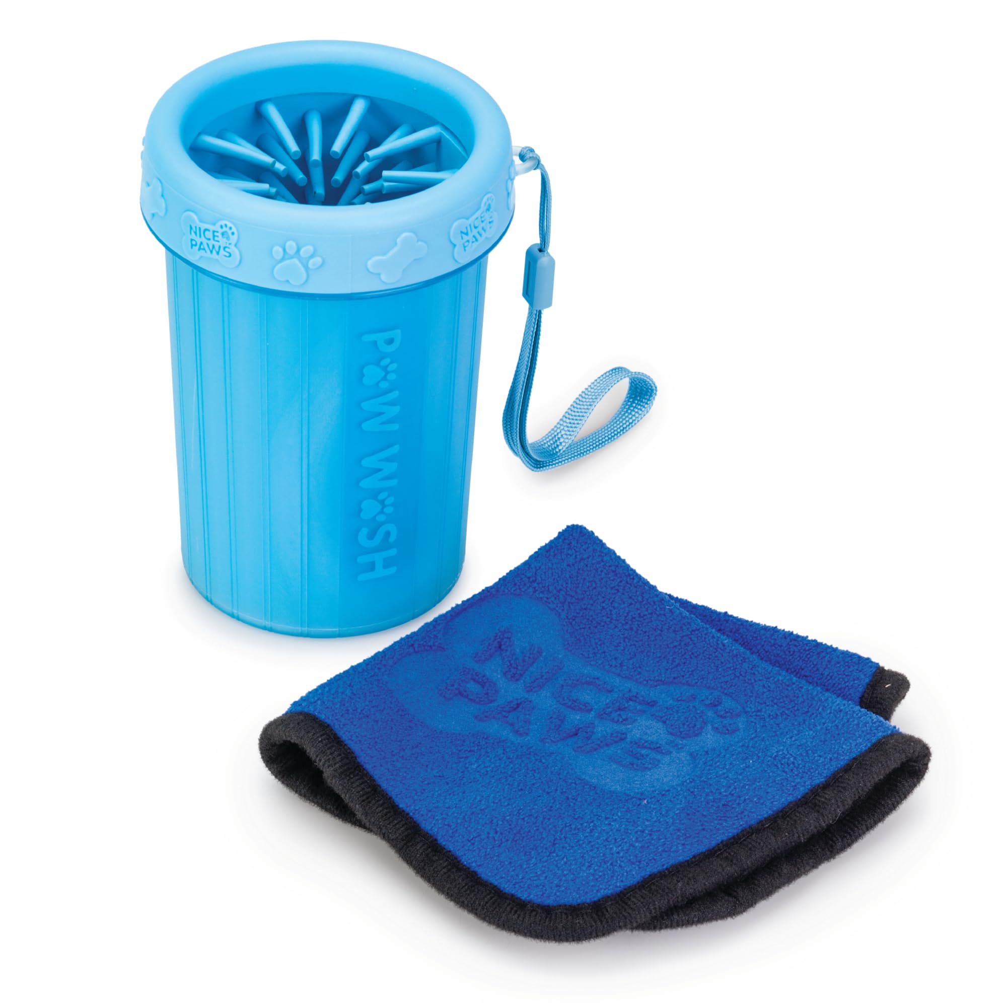 Nice Paws - Dog Paw Cleaner - Blue - Medium - 1 Count - Portable Dog Paw Washer With Microfiber Towel, For Muddy Paws, Medium Do