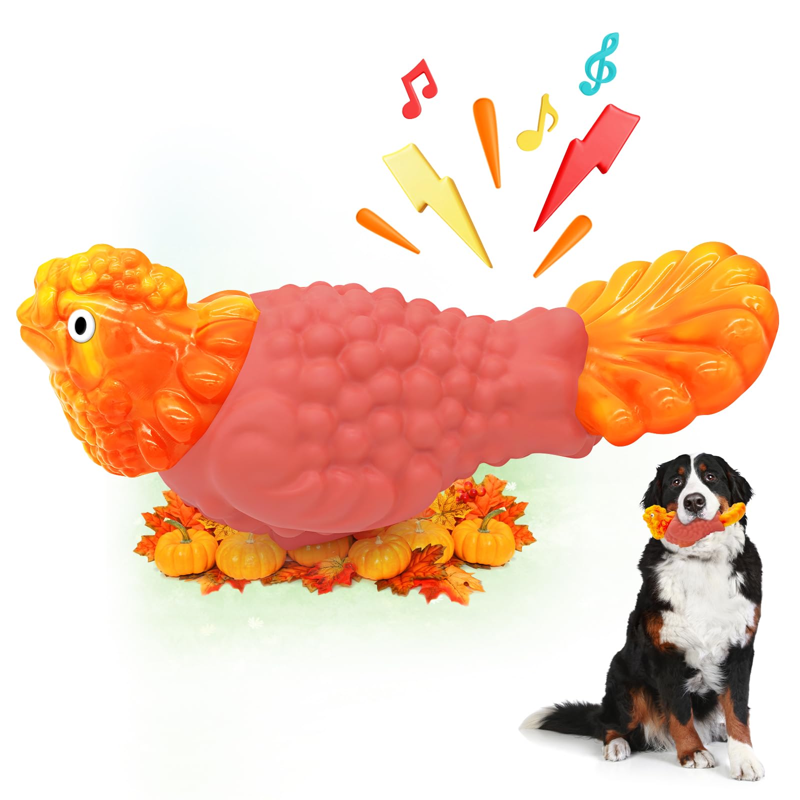 WinTour Tough Dog Toys for Aggressive Chewers, Durable and Indestructible Dog Toys to Keep Them Busy, Turkey Squeaky Chew Toys f