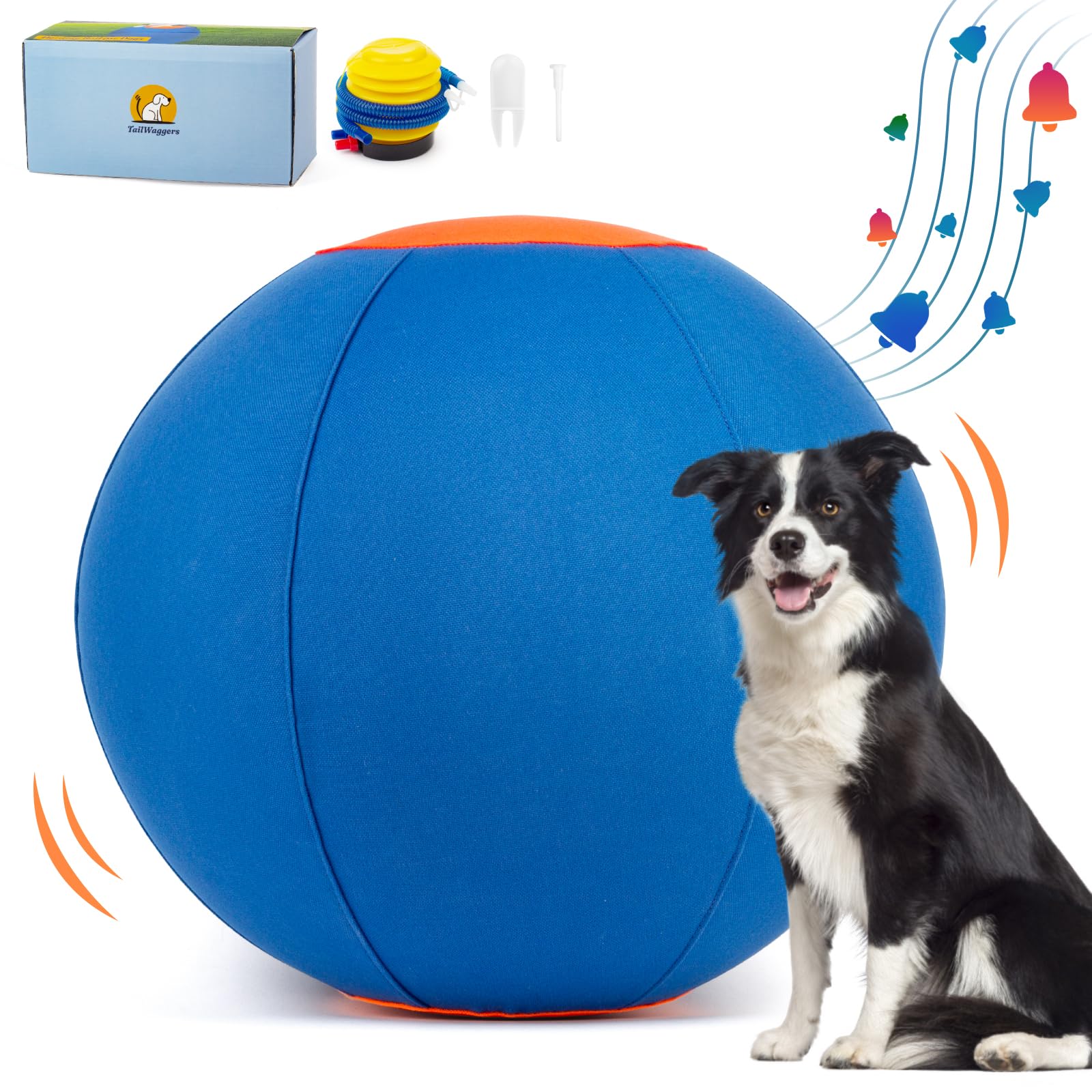 Tailwaggers Jingle Herding Ball For Dogs,Durable Cover For Long-Lasting Dog Toys, For Exercise And Entertainment Dogs In Backyar