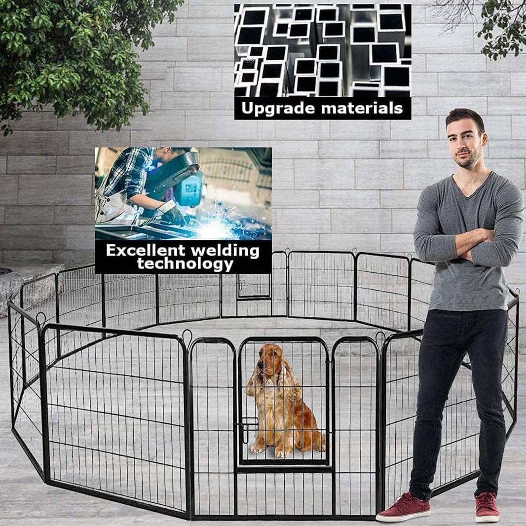 Bestpet Playpen Pet Dog Fence 16 Panels 40 Inch Height Metal Outdoor Exercise Pen With Doors For Large/Medium/Small Dogs, Puppy Playpen For Rv,Camping,Yard