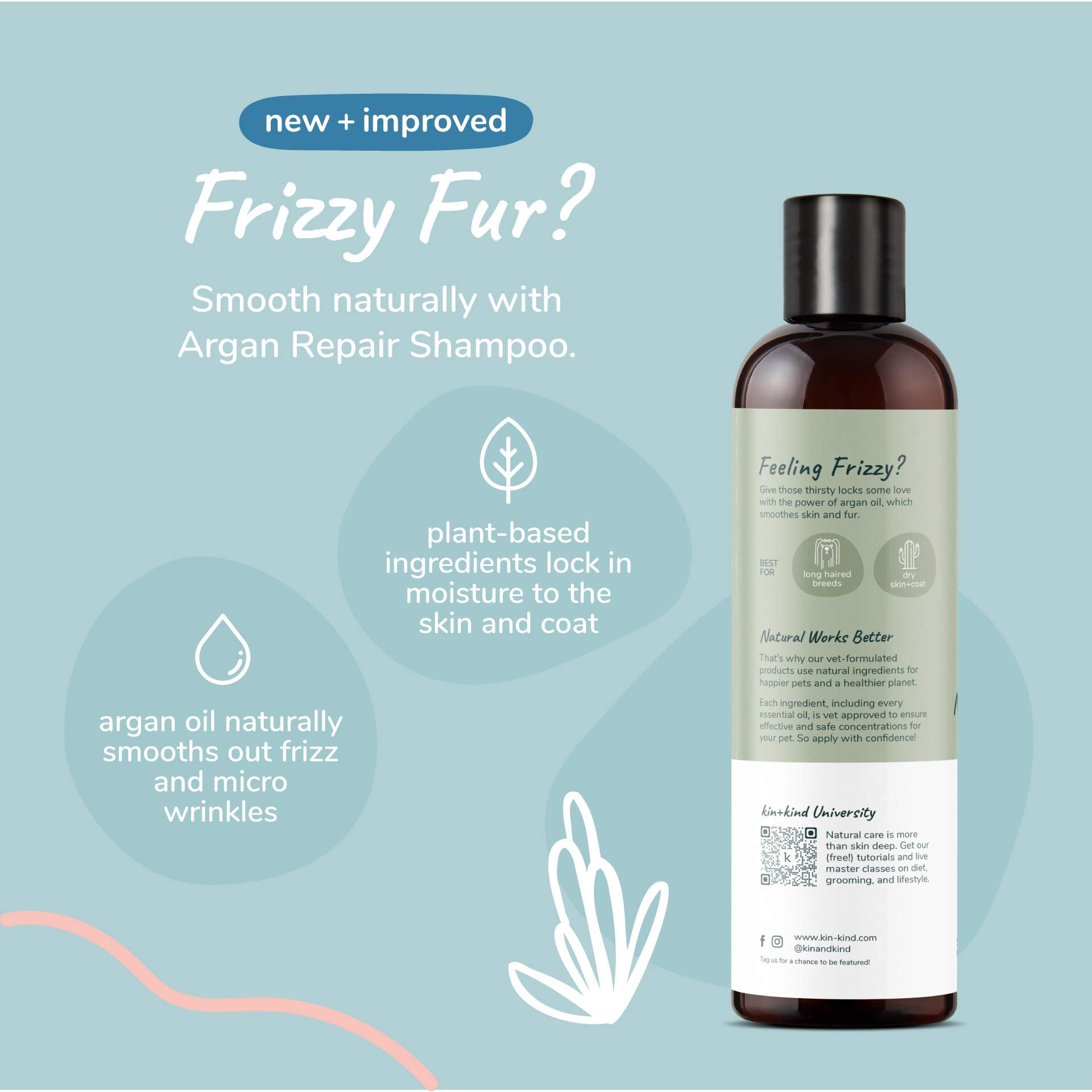 Kin+Kind Dog Shampoo For Dry, Itchy Skin And Coat Relief - Safe, Natural Formula With Olive Oil, Coconut Oil, Cedarwood - Made In The Usa - Dog Grooming, Puppy Supplies, And Dog Accessories(12 Fl Oz)