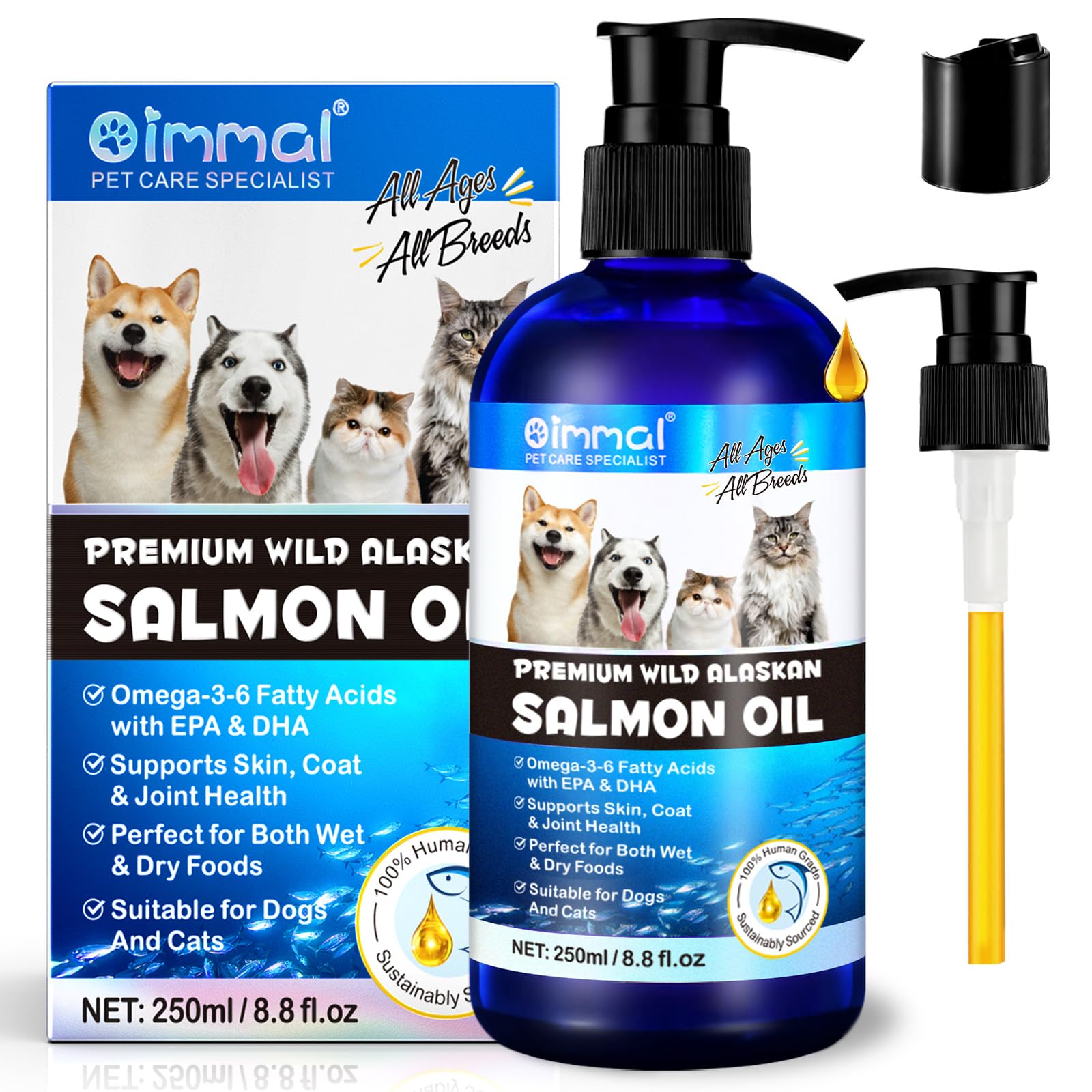 Omega-3 Fish Oil for Dogs, Omega 3 Fish Oil with EPA & DHA Supports Dogs Seasonal Allergies Relief, Boosts Immune Function, Itch