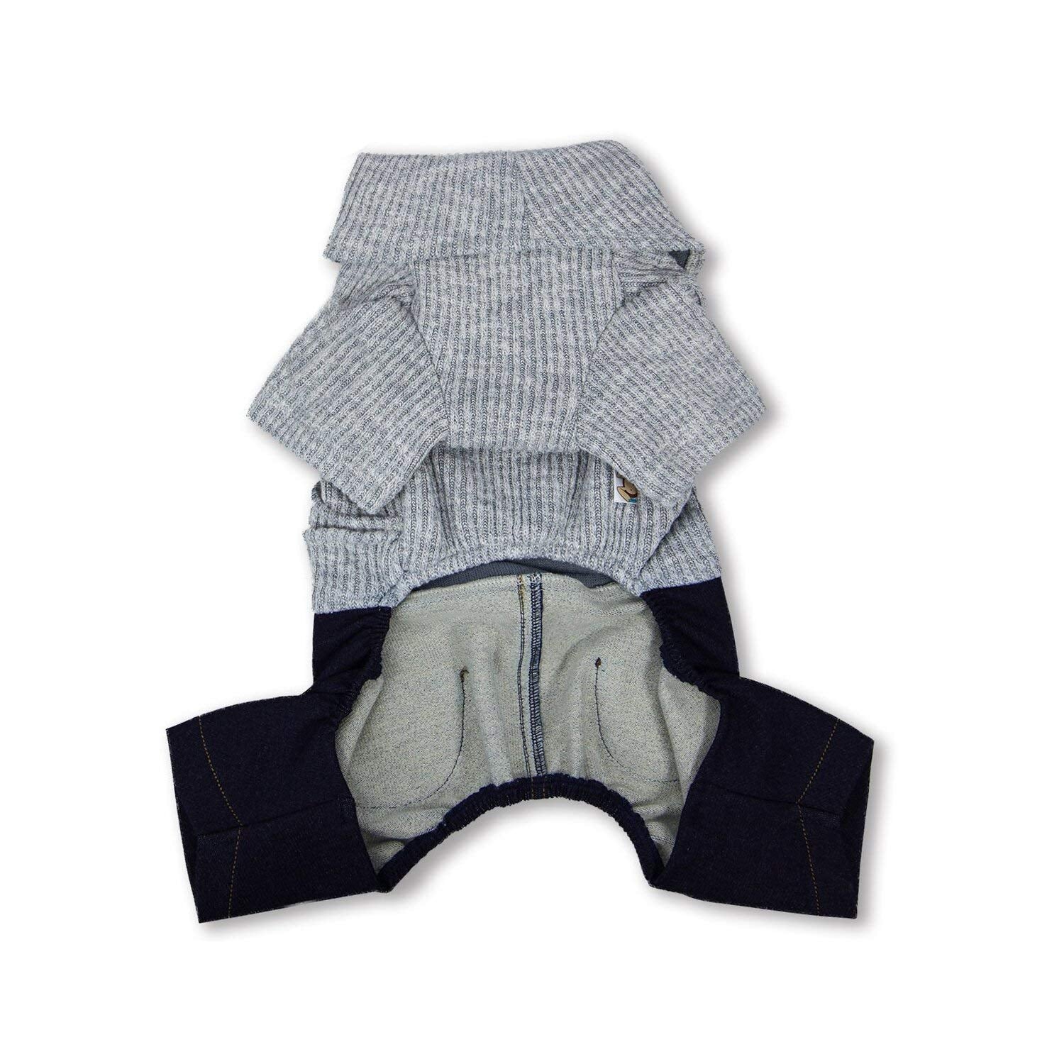 Touchdog Vogue Neck-Wrap Sweater And Denim Pant Outfit, X-Large, Peach