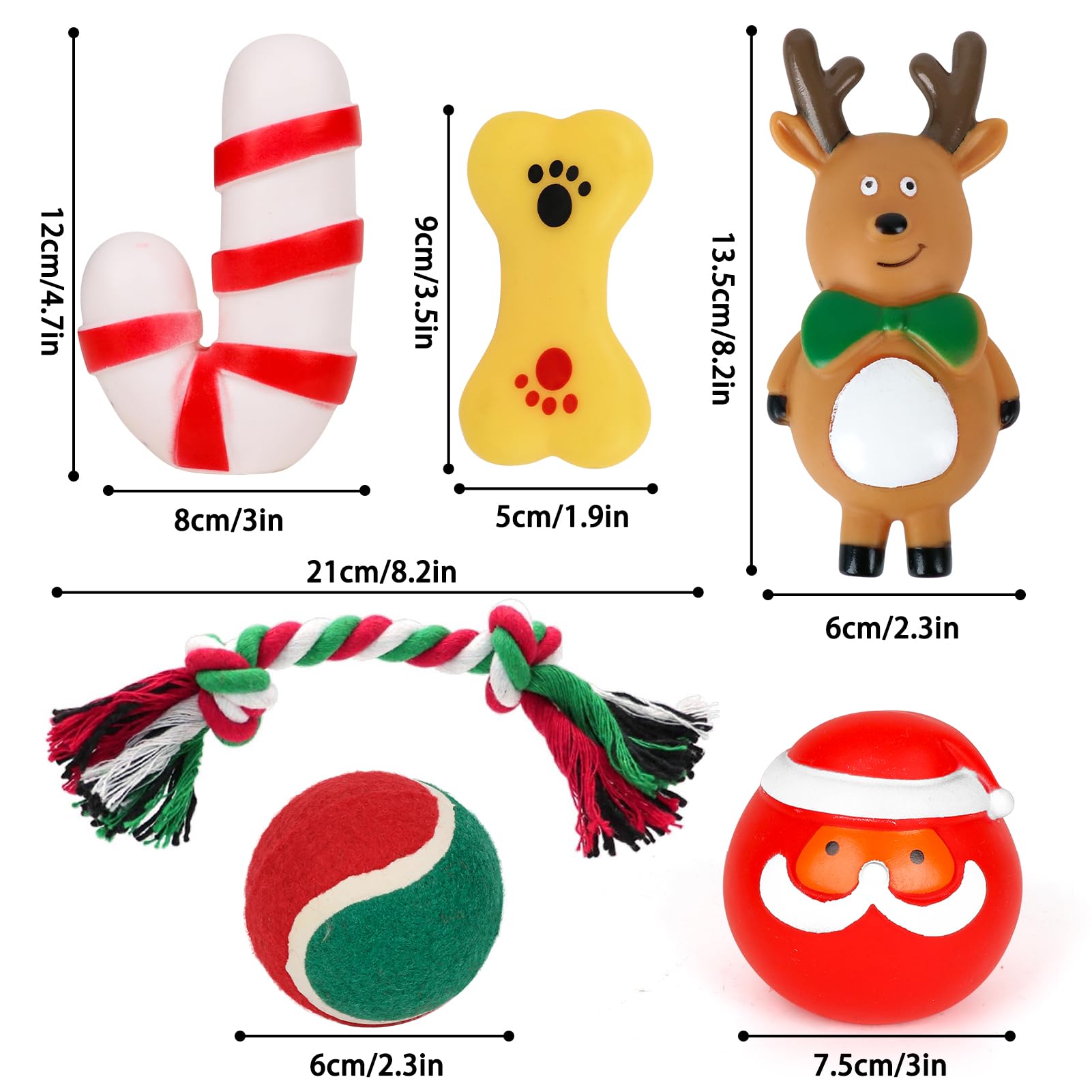 Petuol Christmas Dog Stocking Toys, 6Pcs Xmas Dog Toy Set With Squeaky Toys