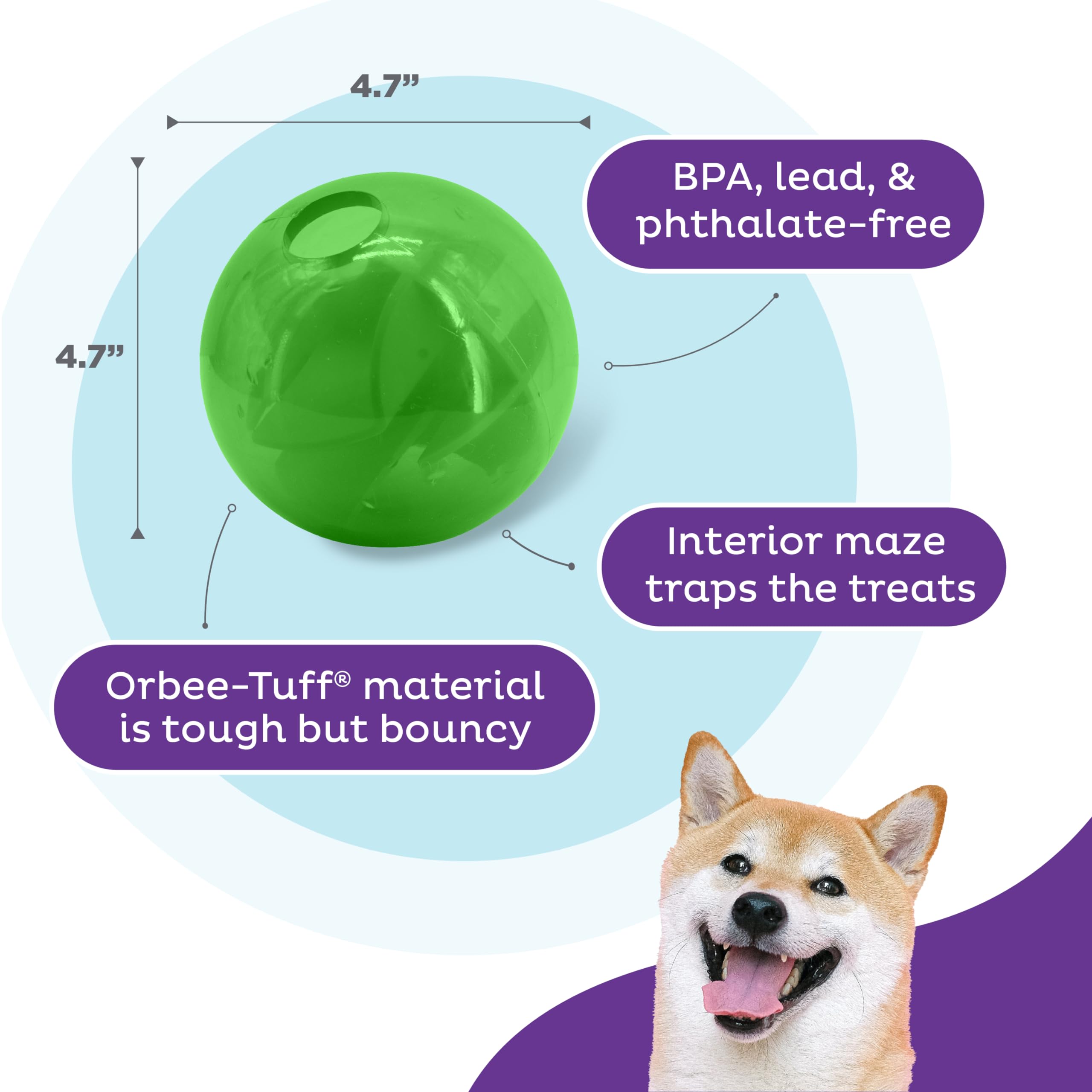 Outward Hound By Planet Dog Mazee Puzzle Ball Interactive Treat Dispensing Dog Toy, Green