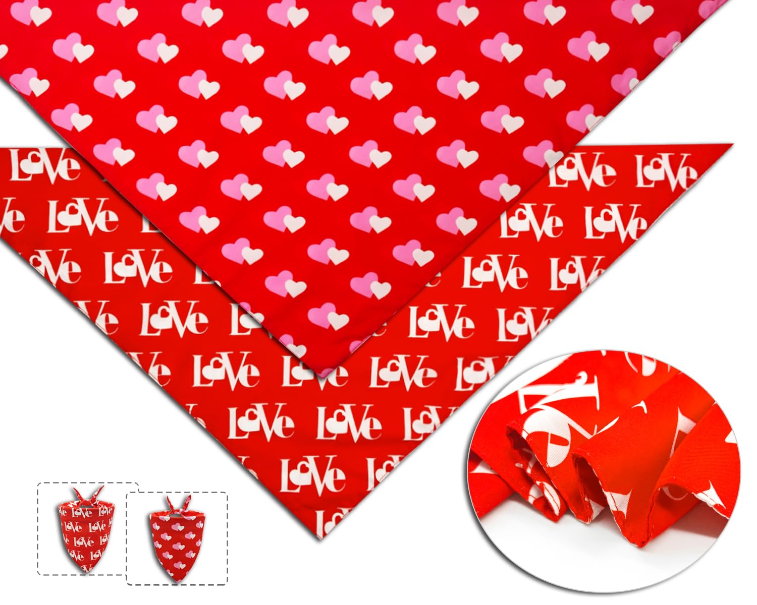 Cozyhaus Valentines Dog Bandanas,Love Pet Scarf For Boys And Girls,Heart Bandana For Weddings,Parties,And Holidays,Dog Outfit Gi
