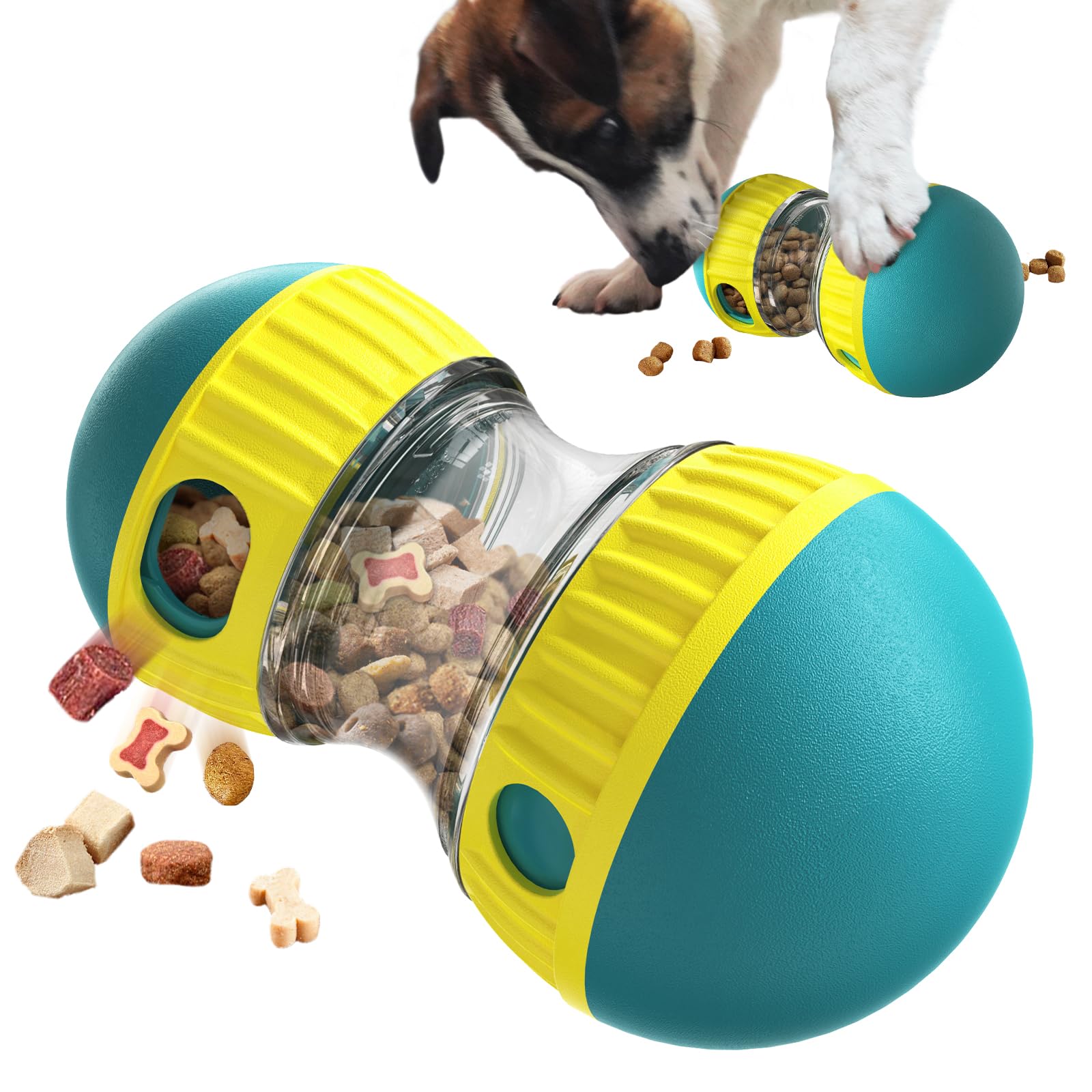 BSISUERM Dog Puzzle Toy Adjustable Treat Dispensing Ball Food Dispenser Tough Slow Feeder Puppy Enrichment Training Toy Pet Inte