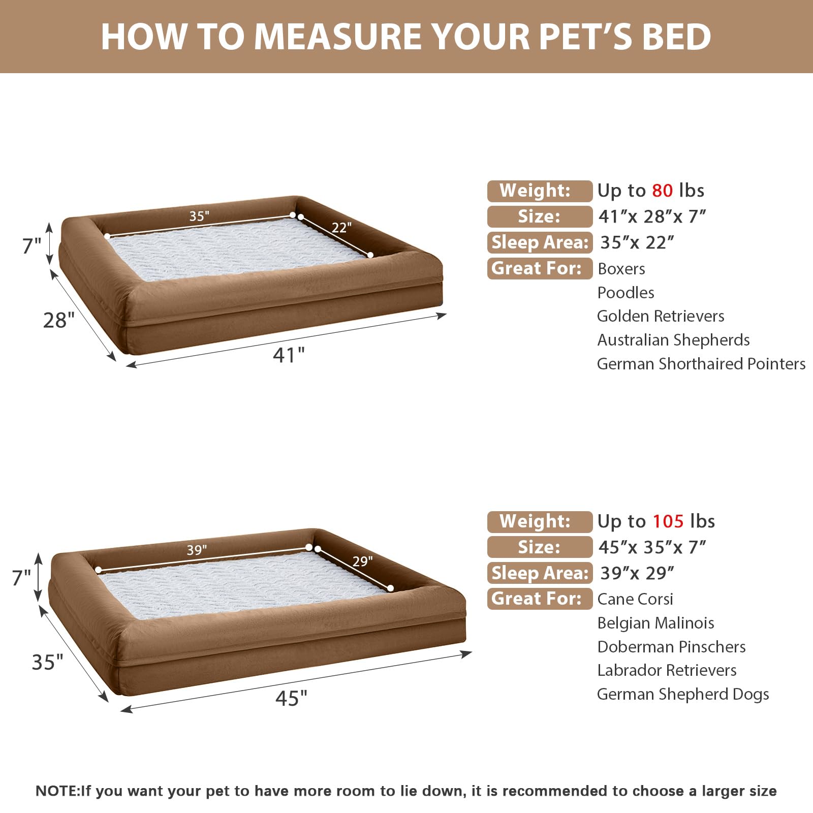 WNPETHOME XL Extra Large Dog Bed, Washable Dog Couch with Removable Waterproof Cover, Orthopedic Large Pet Sofa Bed with Bolster