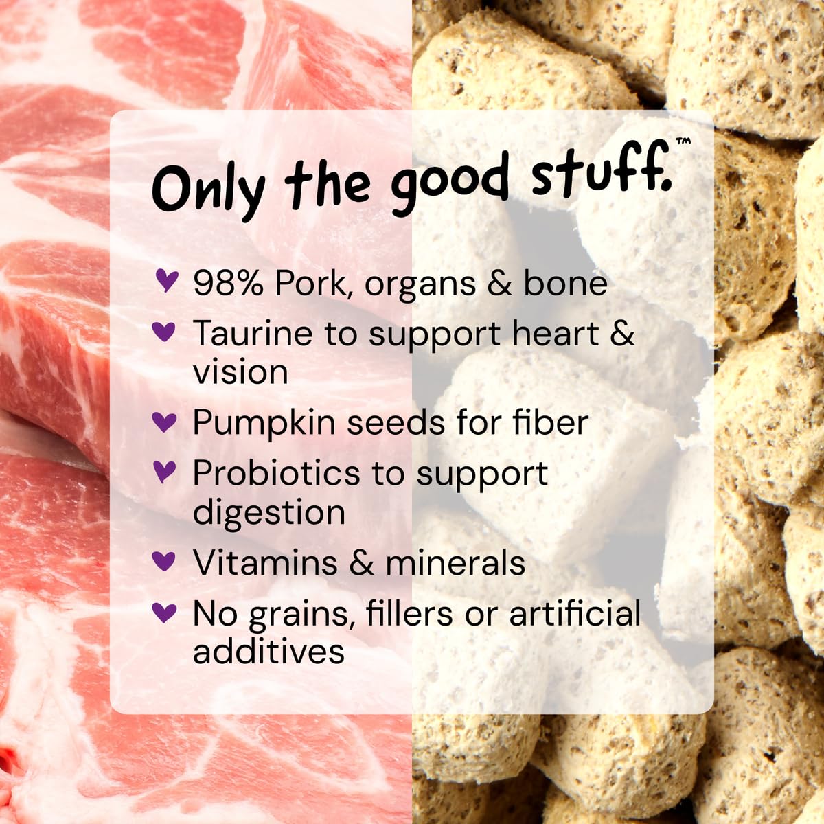 Stella & Chewys Freeze-Dried Raw Cat Dinner Morsels - Premium Pork Recipe with 98% Responsibly-Sourced Meat & Organs - Natural