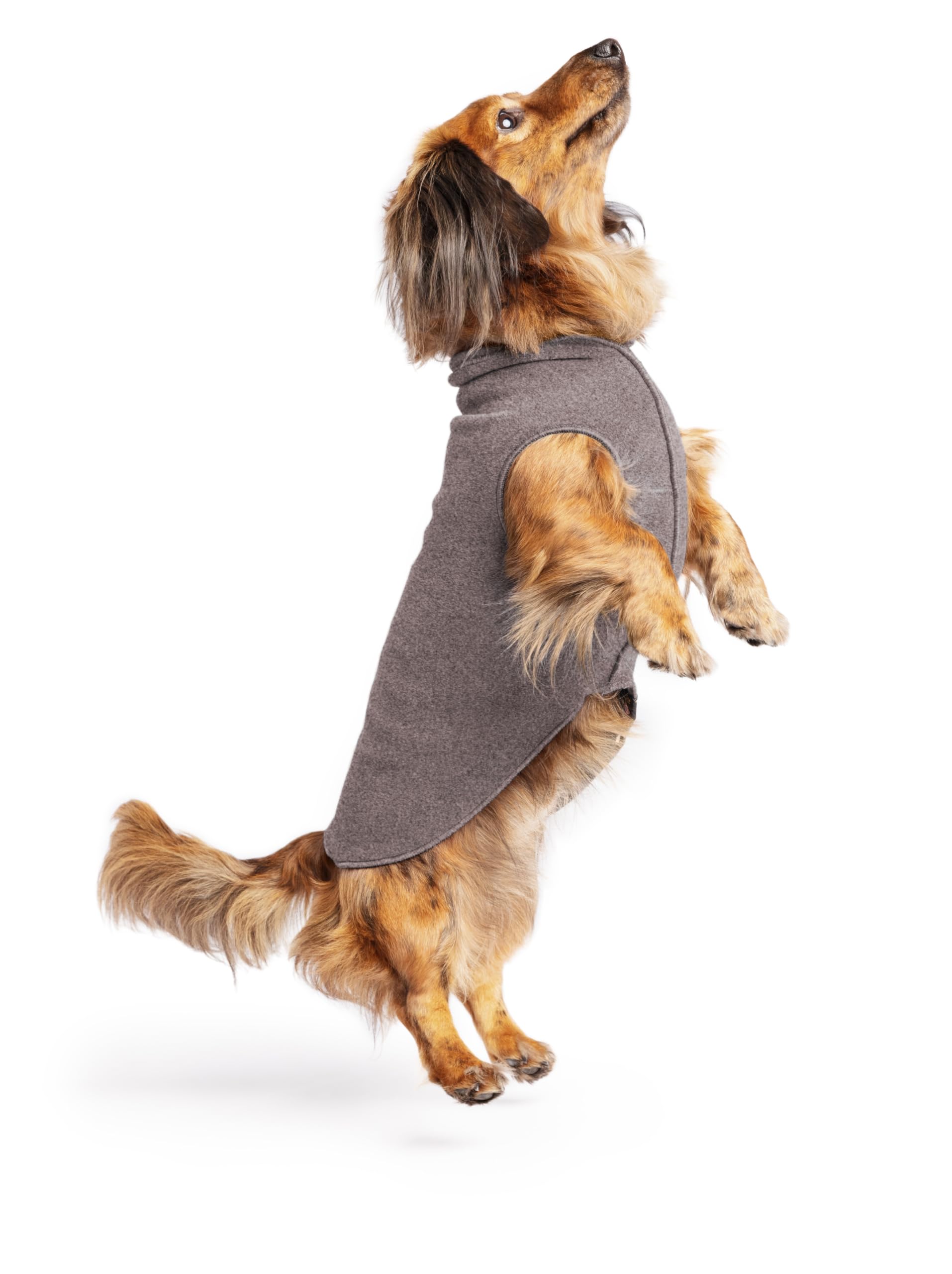 Gold Paw Stretch Fleece Dog Coat, Stretchy Pet Sweater, Machine Washable Pullover For Winter And Fall, Charcoal, 12