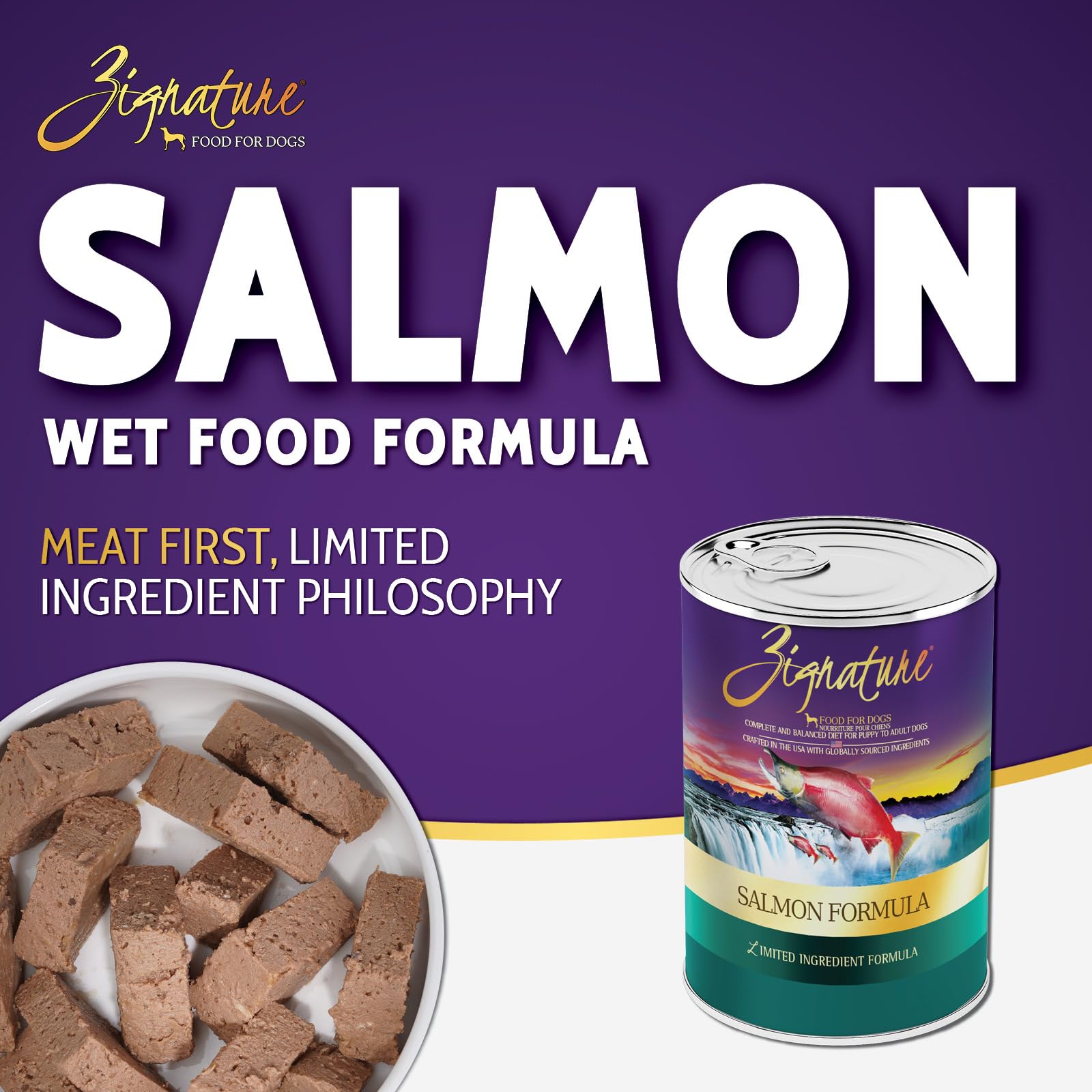Zignature Salmon Limited Ingredient Formula Wet Dog Food 13oz, case of 12