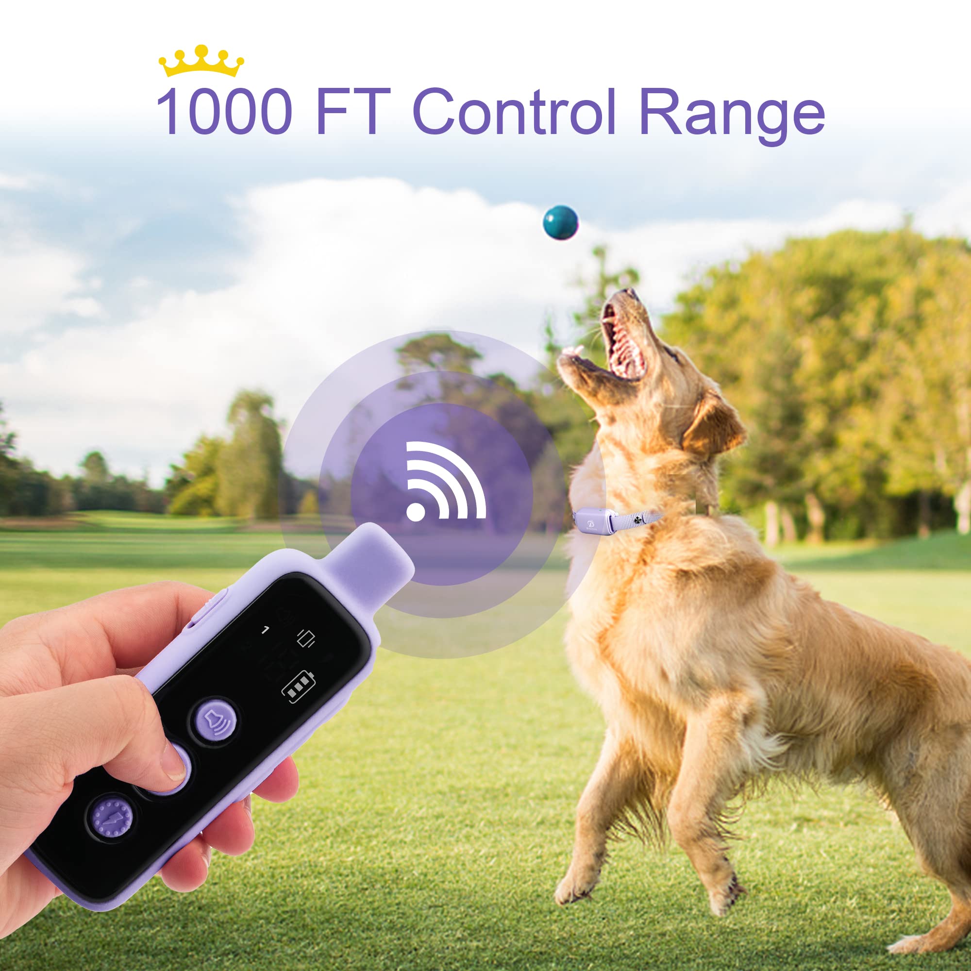 Bousnic Dog Shock Collar For 2 Dogs - (8-120Lbs) Waterproof Rechargeable Electric Dog Training Collar With Remote For Small Medium Large Dogs With Beep Vibration Safe Shock Modes(Purple)