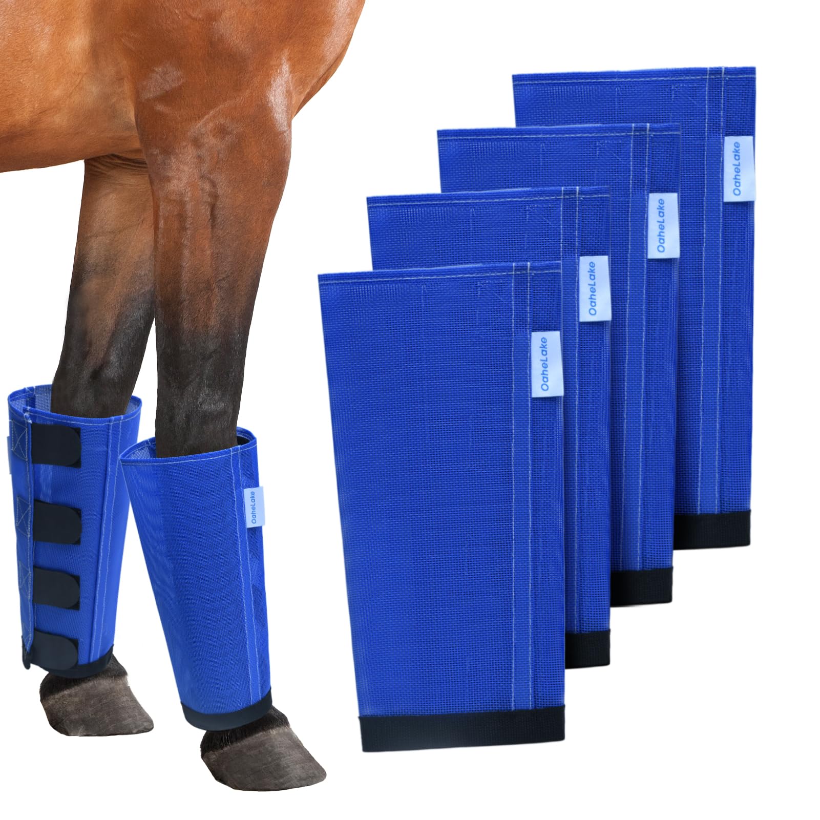 Mesh Horse Fly Boots Set of 4, Loose Fitting Leggings for Horses, Reduce Stressful Stomping, Breathable Adjustable and Universal