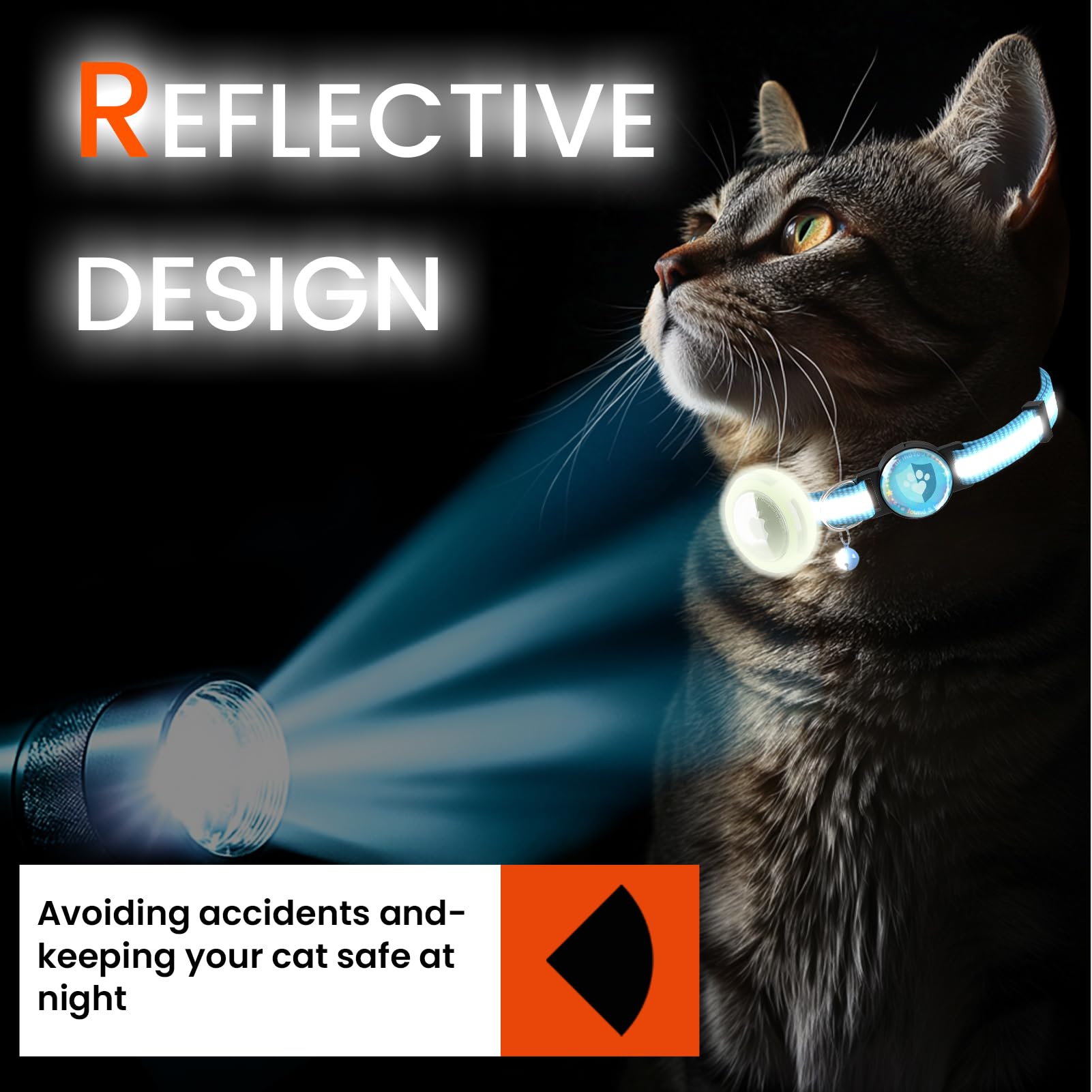 Ilfindyou Airtag Cat Collar Breakaway, Reflective Cat Collars With Luminous Apple Airtag Holder, Adjustable Kitten Collars With
