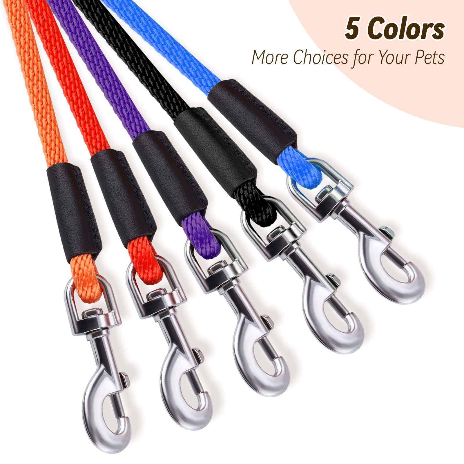Lynxking Check Cord Dog Leash Long Lead Training Tracking Line Comfortable Handle Heavy Duty Puppy Rope 10Ft 15Ft 30Ft 50Ft For Small Medium Large Dog