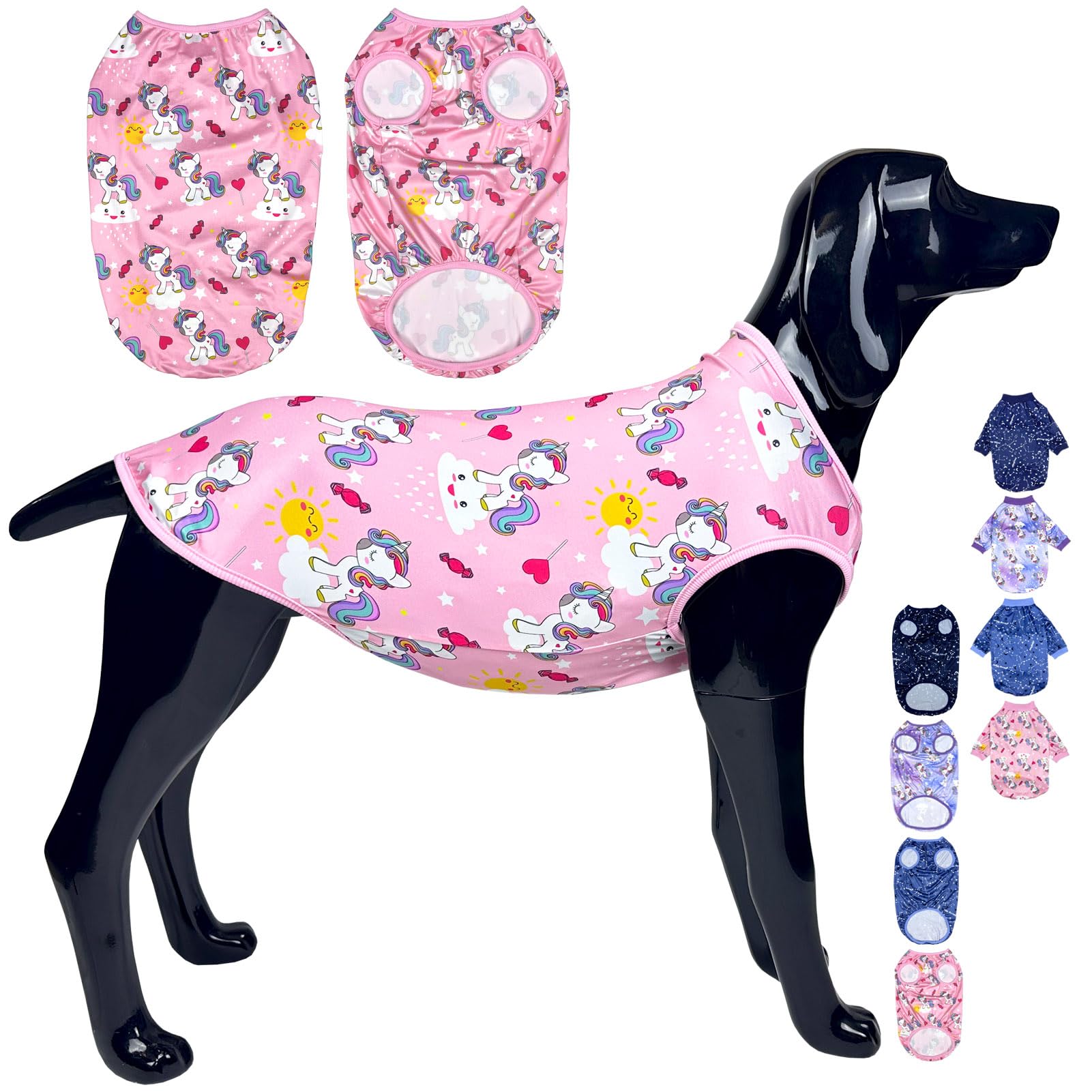 D.E.E Unicorn Galaxy Pattern Dog Shirts For Big Dogs - Stretchy Tank Top (Vunicpink, 3X-Large)