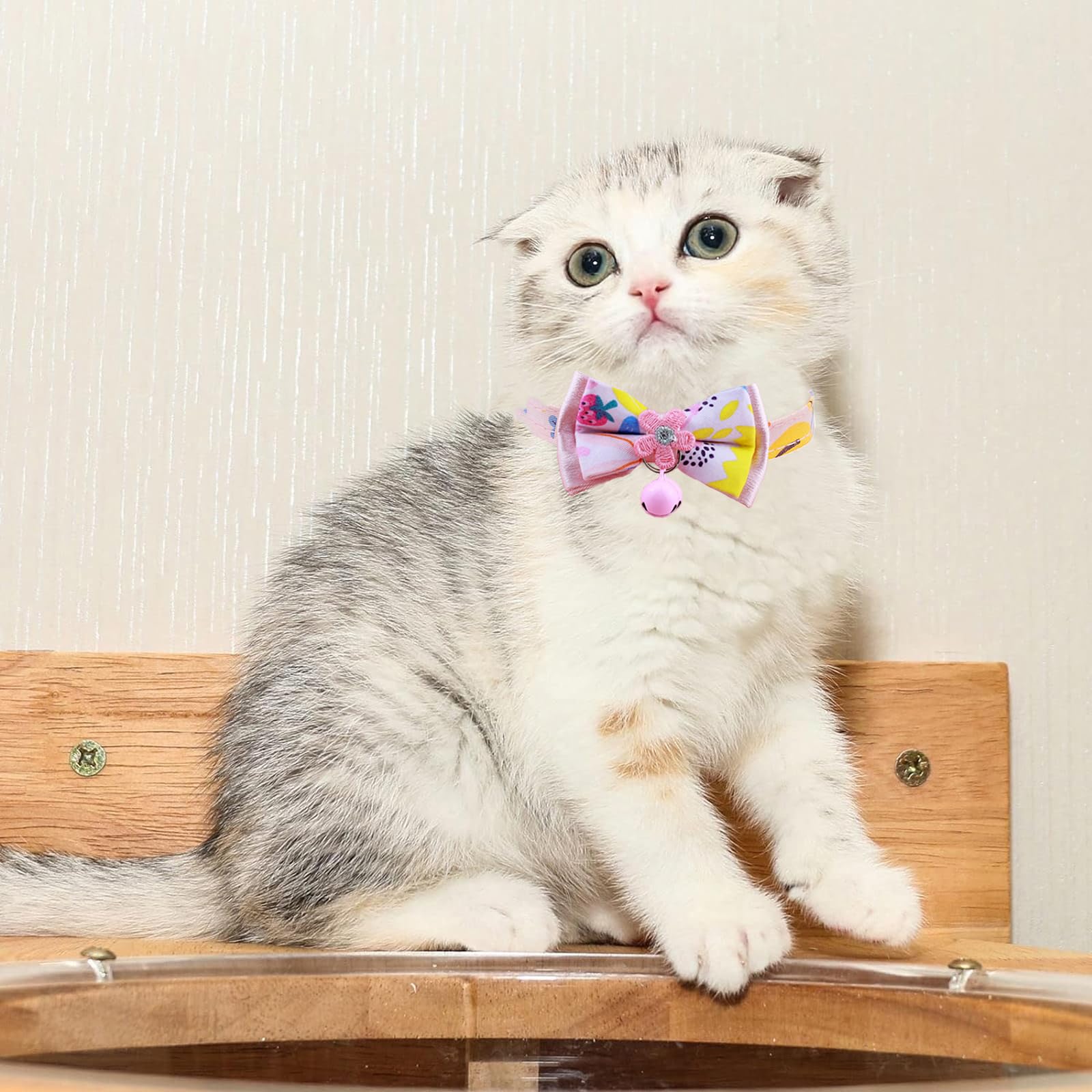 Cat Collars,Hyqhyx Floral Bow Collar With Bell, Removable Cat Collar With Tie, Cute Cat Collar For Cats And Puppies