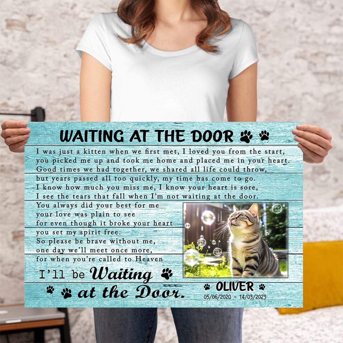 P80814 Funny Cat Memorial Poster Gifts - Personalized Cat Lover Dad Wall Art Decor, Custom Landscapes