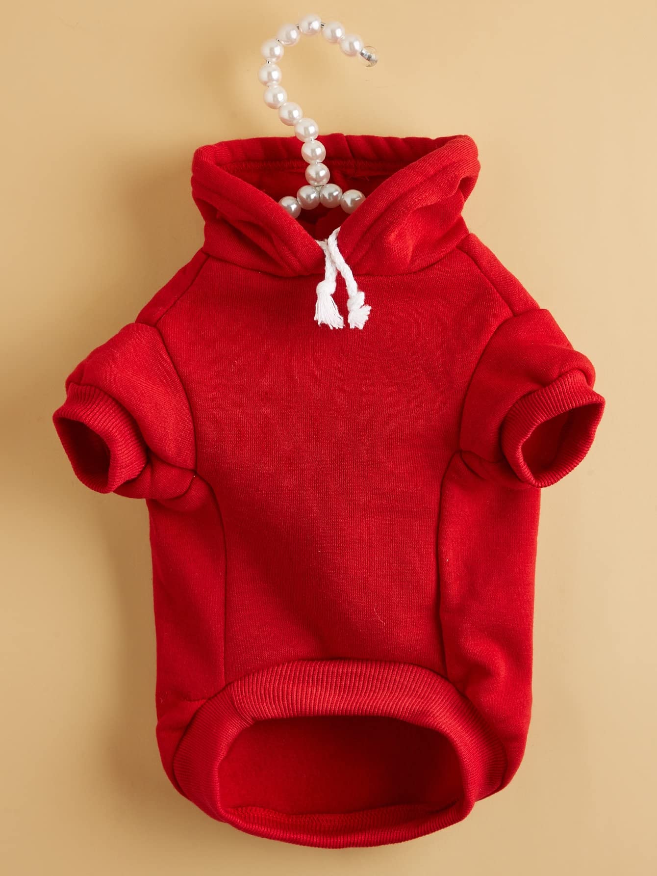 Qweee Basic Dog Hoodie, Cat Apparel, Dog Shirt, Red M