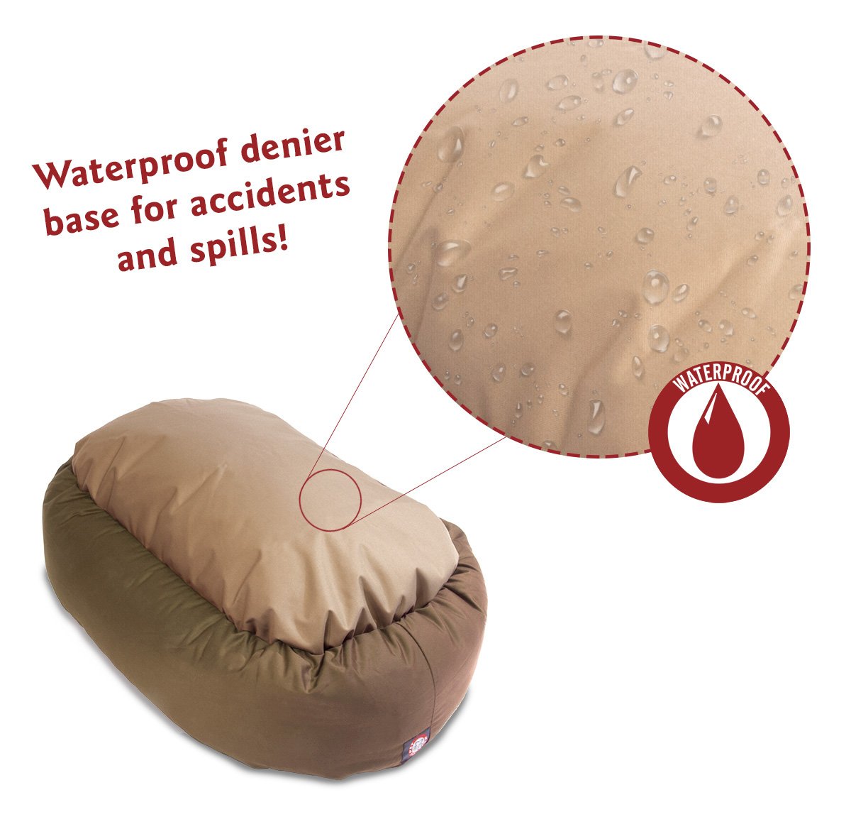 52 inch Khaki & Sherpa Bagel Dog Bed By Majestic Pet Products