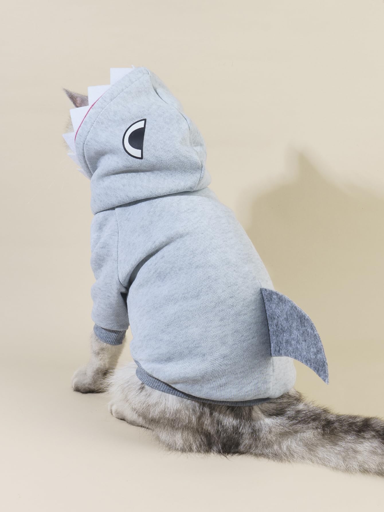 Qwinee Shark Dog Hoodie Dog Warm Jacket Coat Puppy Sweatshirt Christmas Halloween Dog Costume Cosplay Winter Dog Clothes Pet Apparel For Small Medium Dogs Cats Kitten Grey Xxs