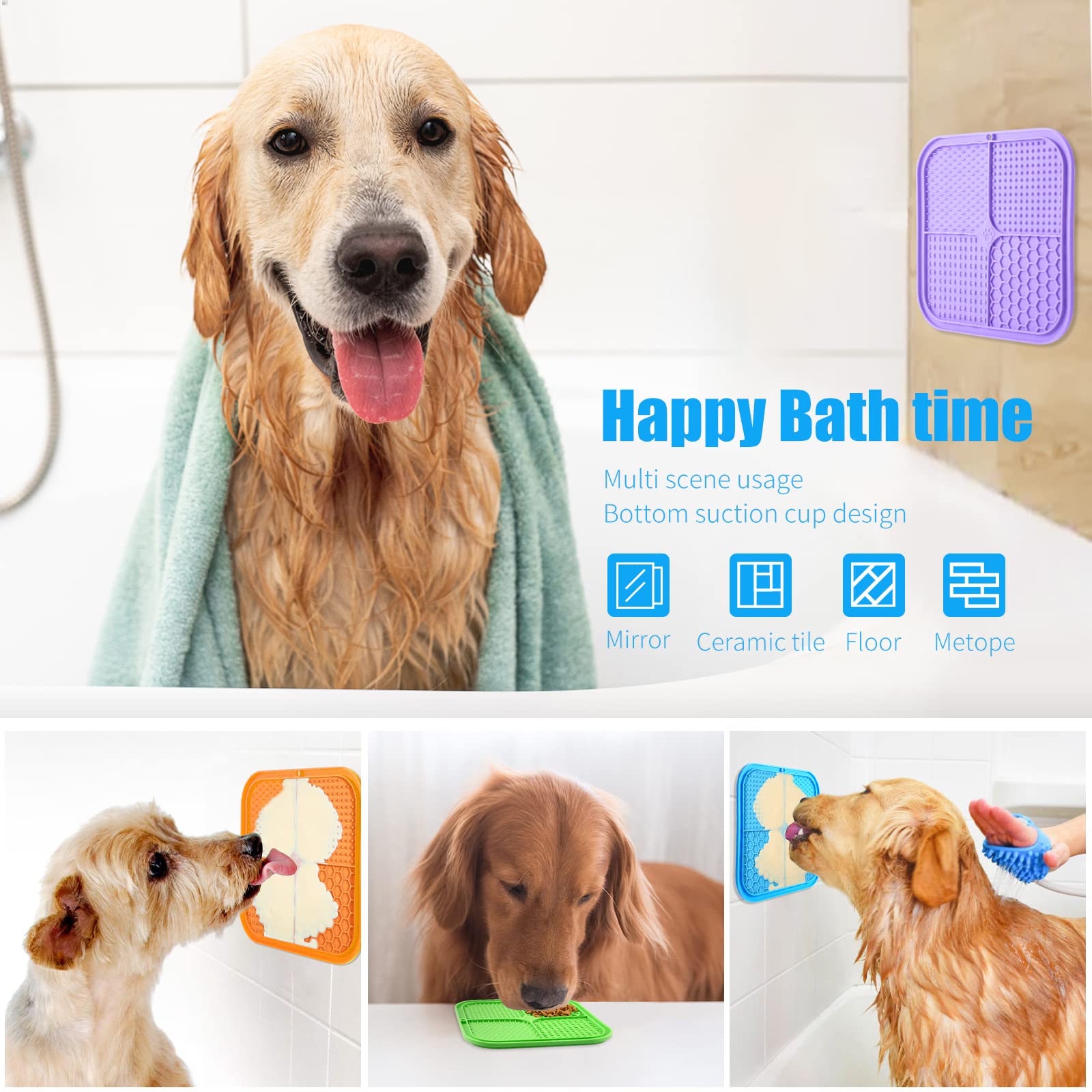 Dog Licking Mat Slow Feeder for Dogs, Premium Lick Pad with Suction Cups for Dog Anxiety Relief, Slow Feeder Dog Bowls, Bathing,