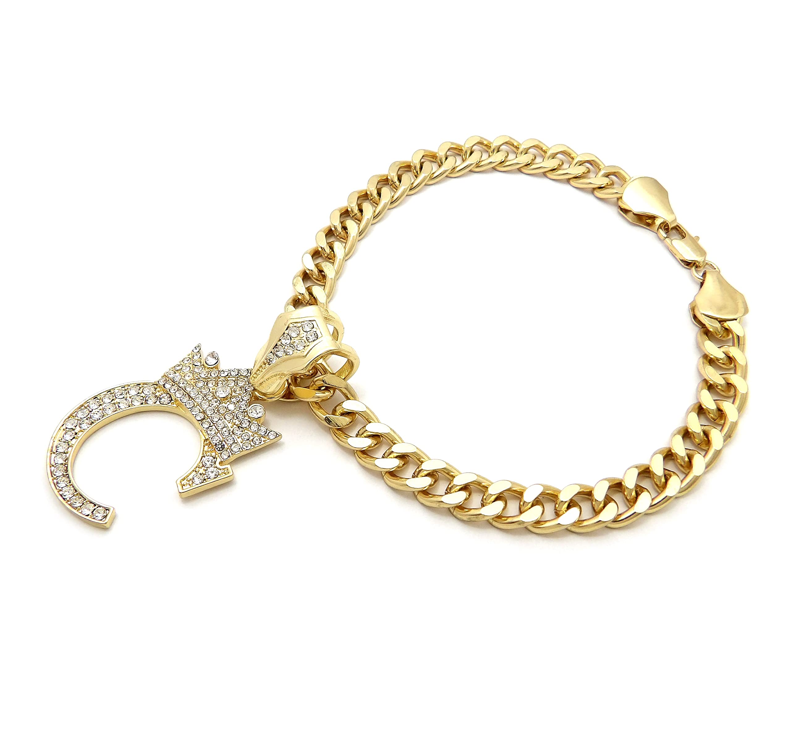 Initial Letter Cuban Chain Dog Chain Pet Chain Pet, Cat, Puppy Necklace (C, 12'')