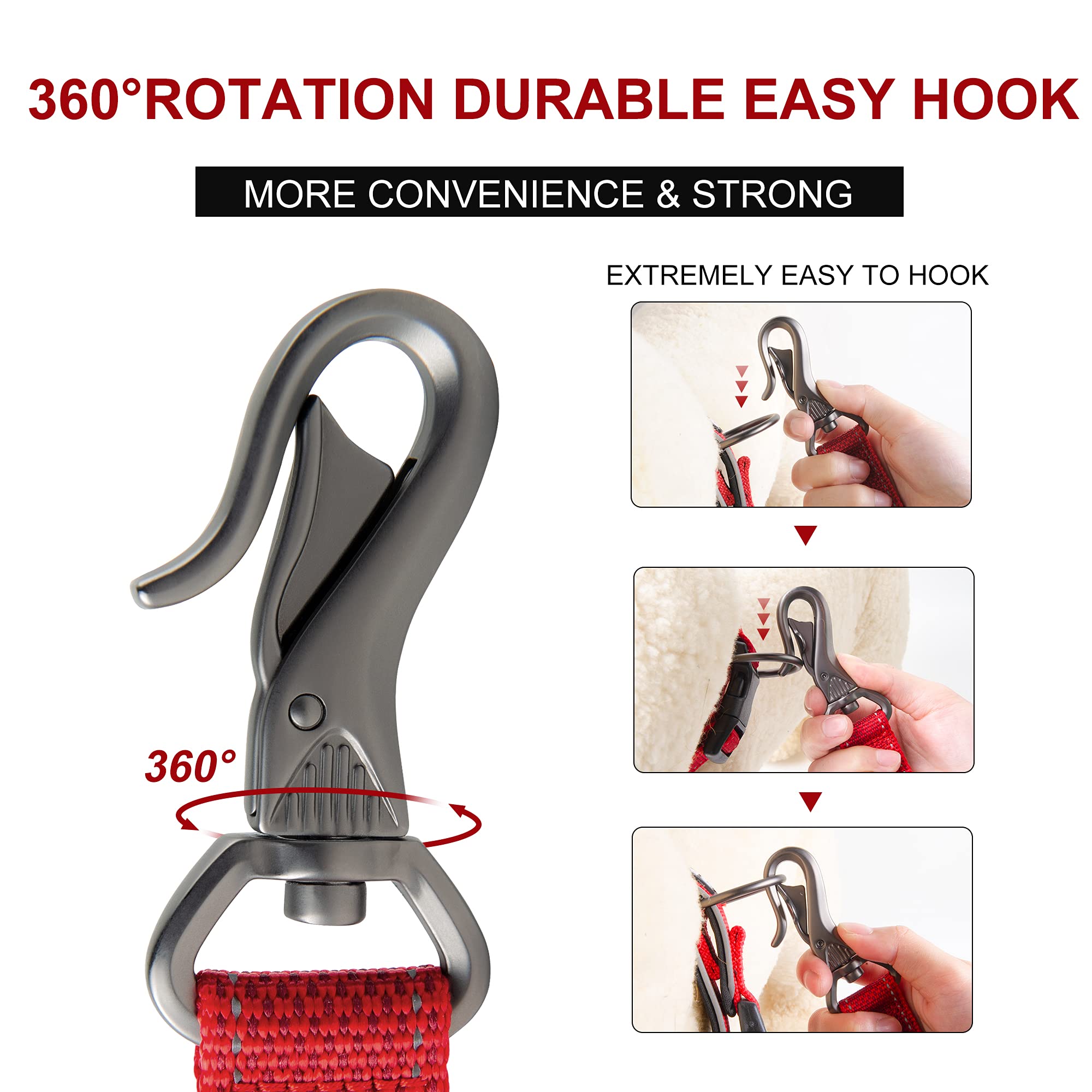 Fida Heavy Duty Dog Leash - 5 FT Nylon with Padded Handles, Reflective, Red