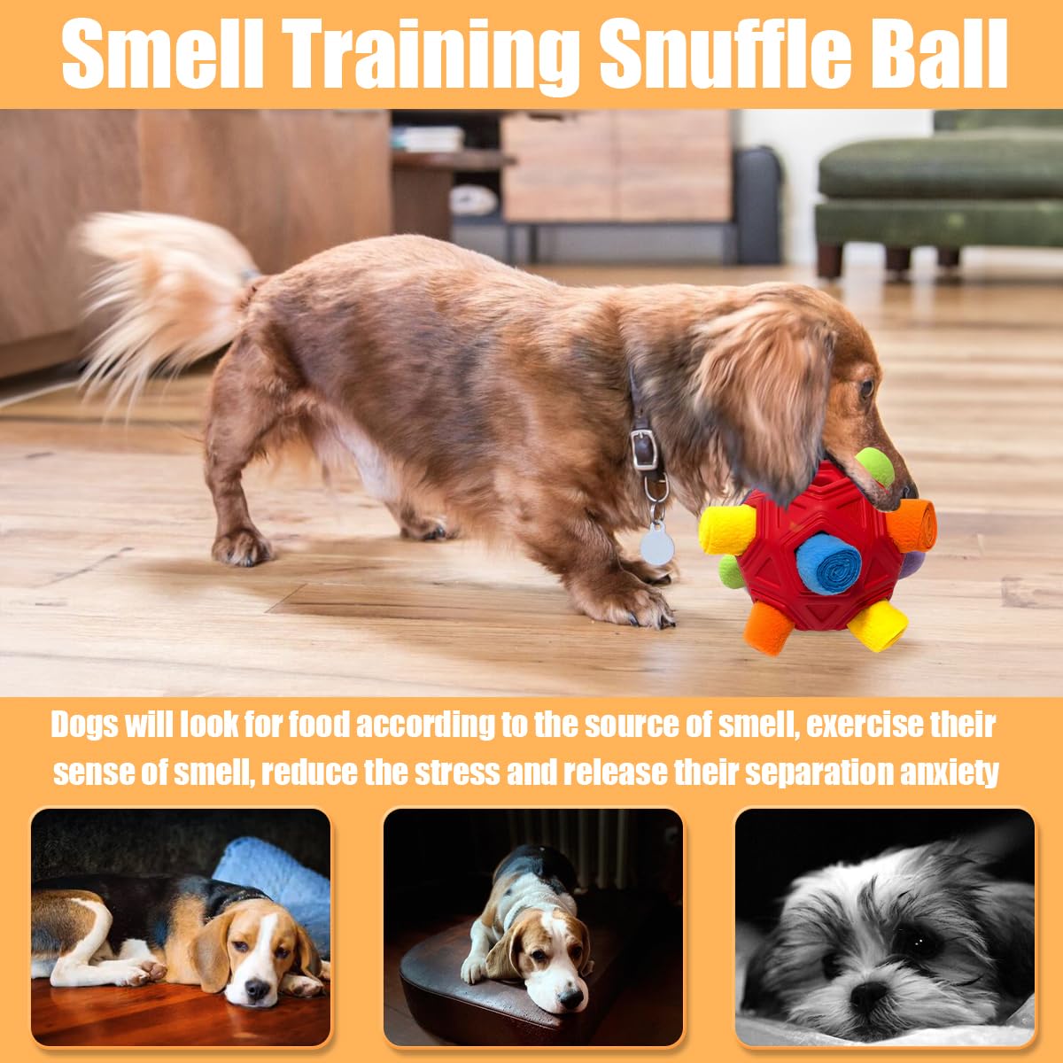 Dog Snuffle Ball-Interactive Puzzle Dog Toys Encourage Natural Foraging Skills Slow Feeder For Training And Stress Relief, Cloth