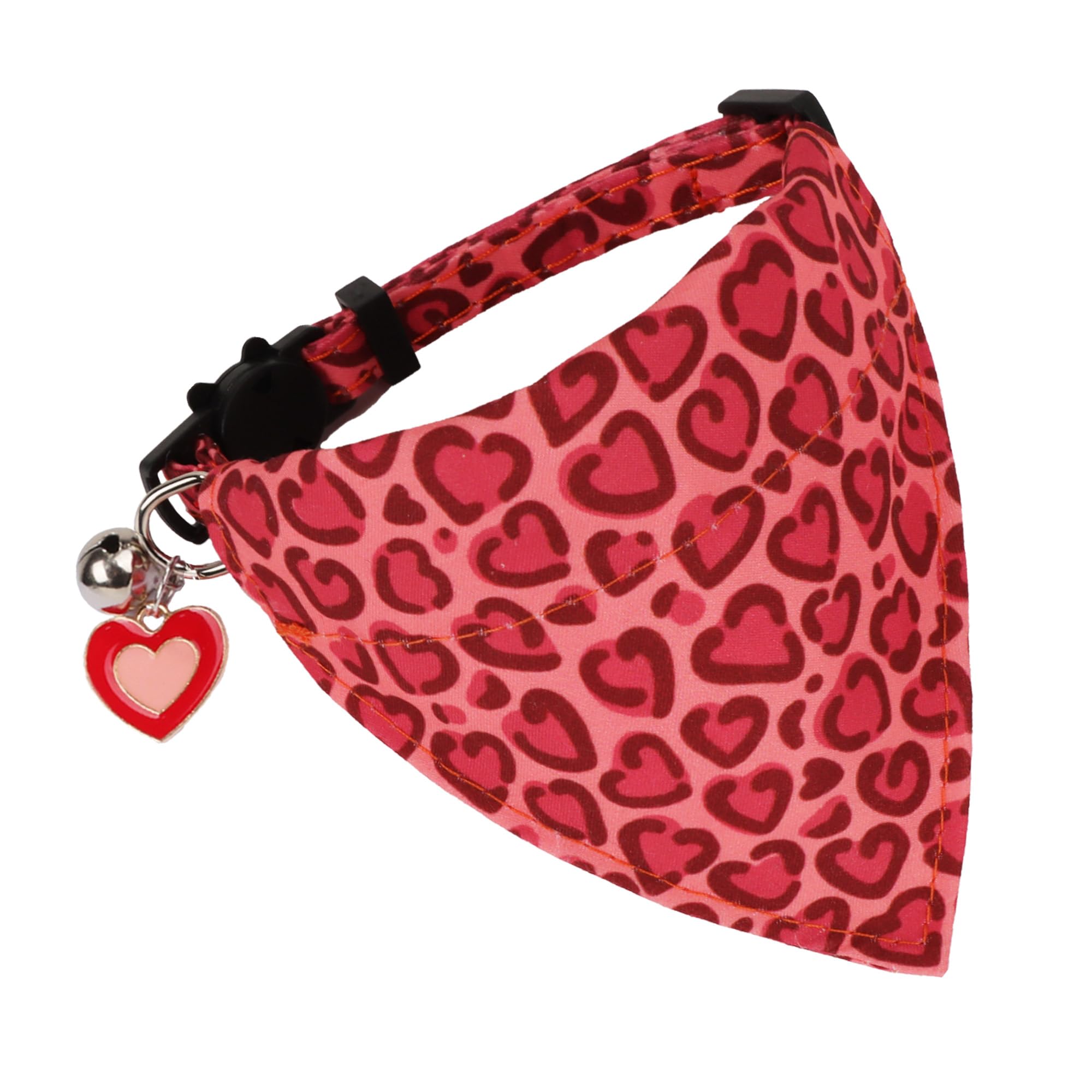 Adoggygo Valentine Cat Collars With Removable Bandana Bell, 2 Pack Adjustable Valentine Heart Collar For Cats Kittens