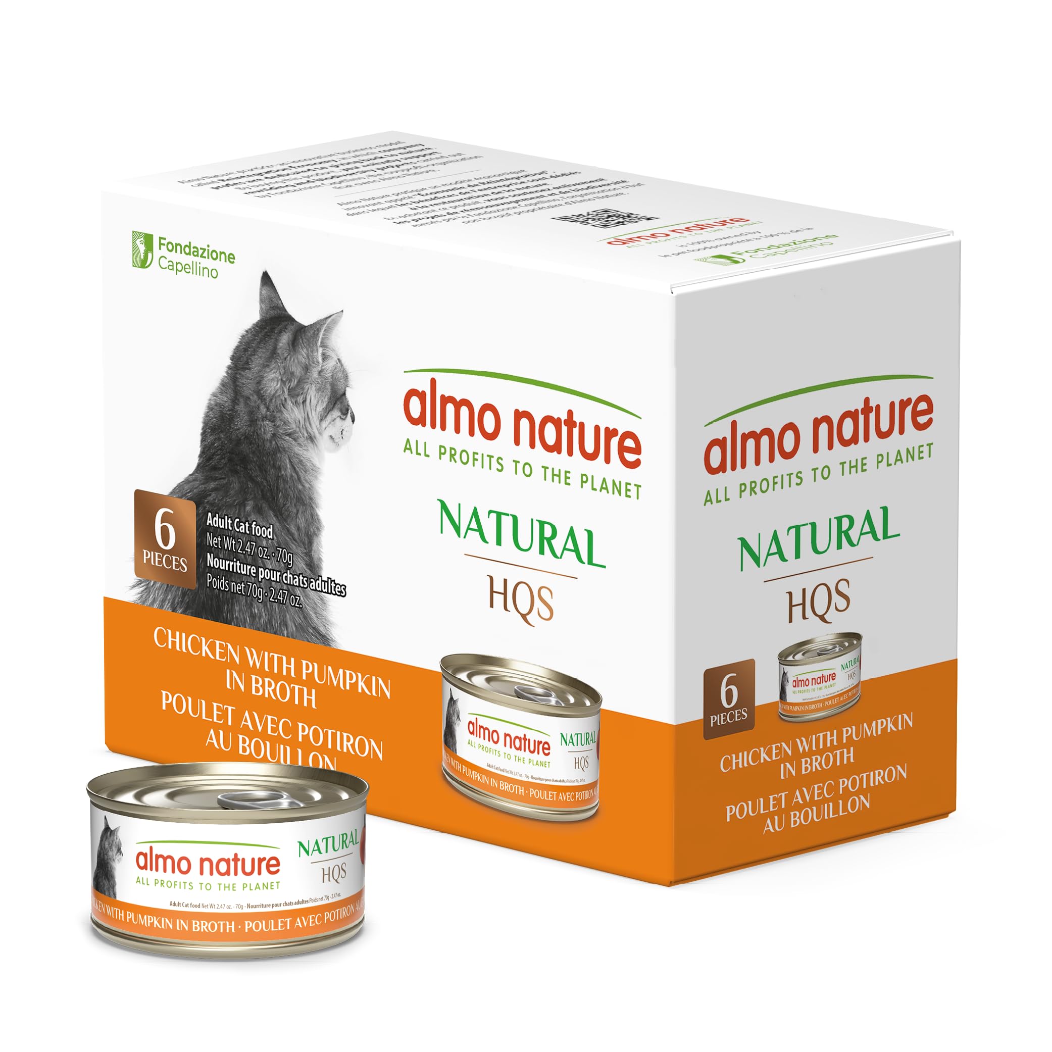 almo nature HQS Natural Wet Cat Food Chicken with Pumpkin, Grain Free, Additive Free - 2.47oz -Pack of 6