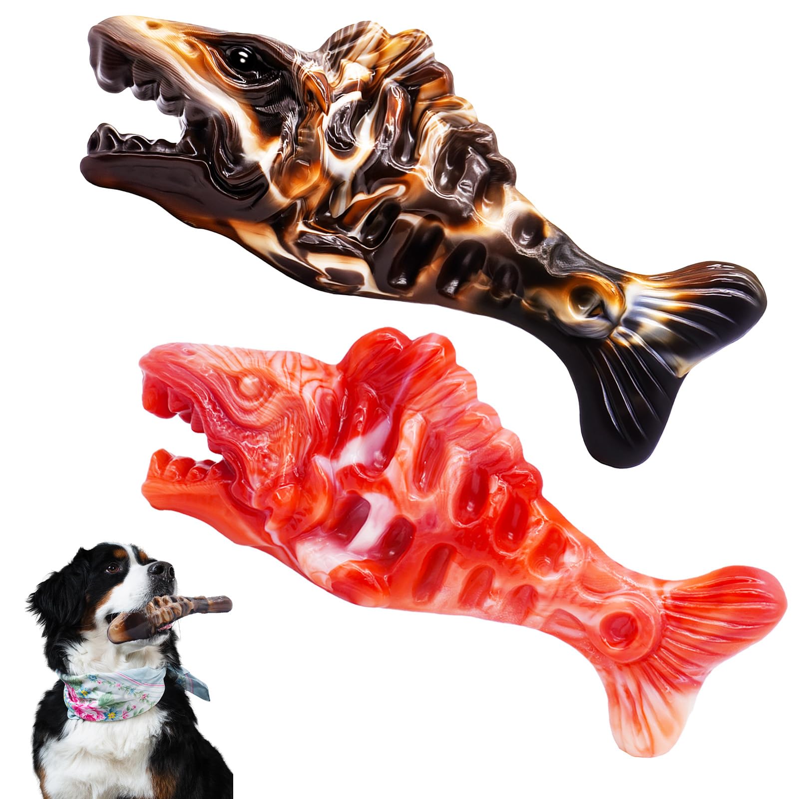 BoYoYo Tough Dog Toys for Aggressive Chewers 2 Pack, Indestructible Dog Toys to Keep Them Busy, Beef Flavor Nylon Dog Chew Toys 