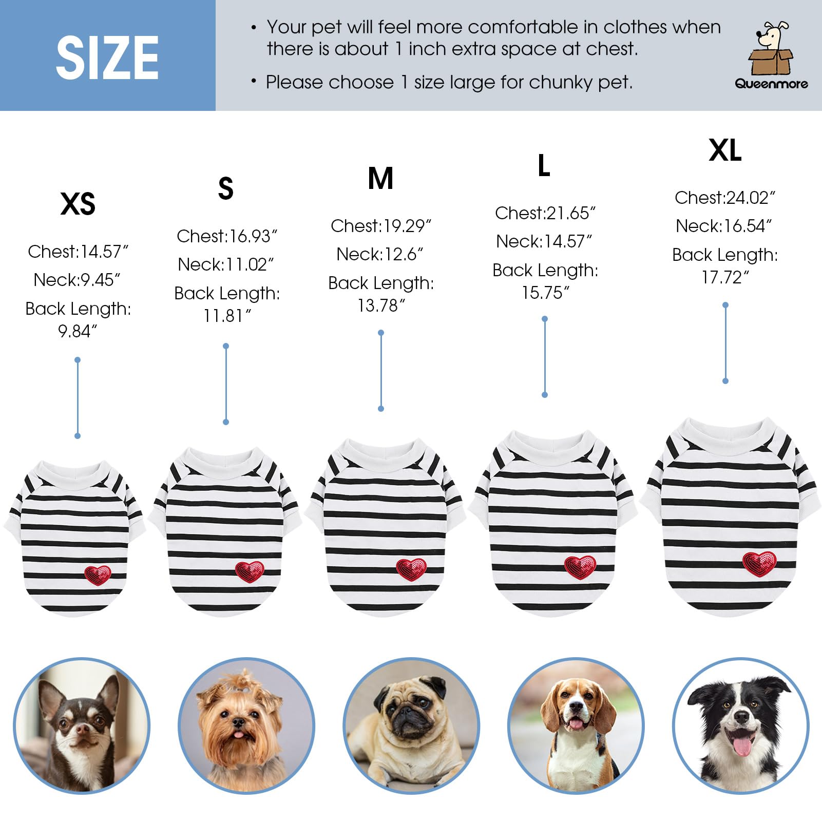 Queenmore Striped Dog Shirt, Cotton/Polyester, Long Sleeve, Blue, Xs To Xl, Unisex, Dog, Cat, Small To Large Breeds