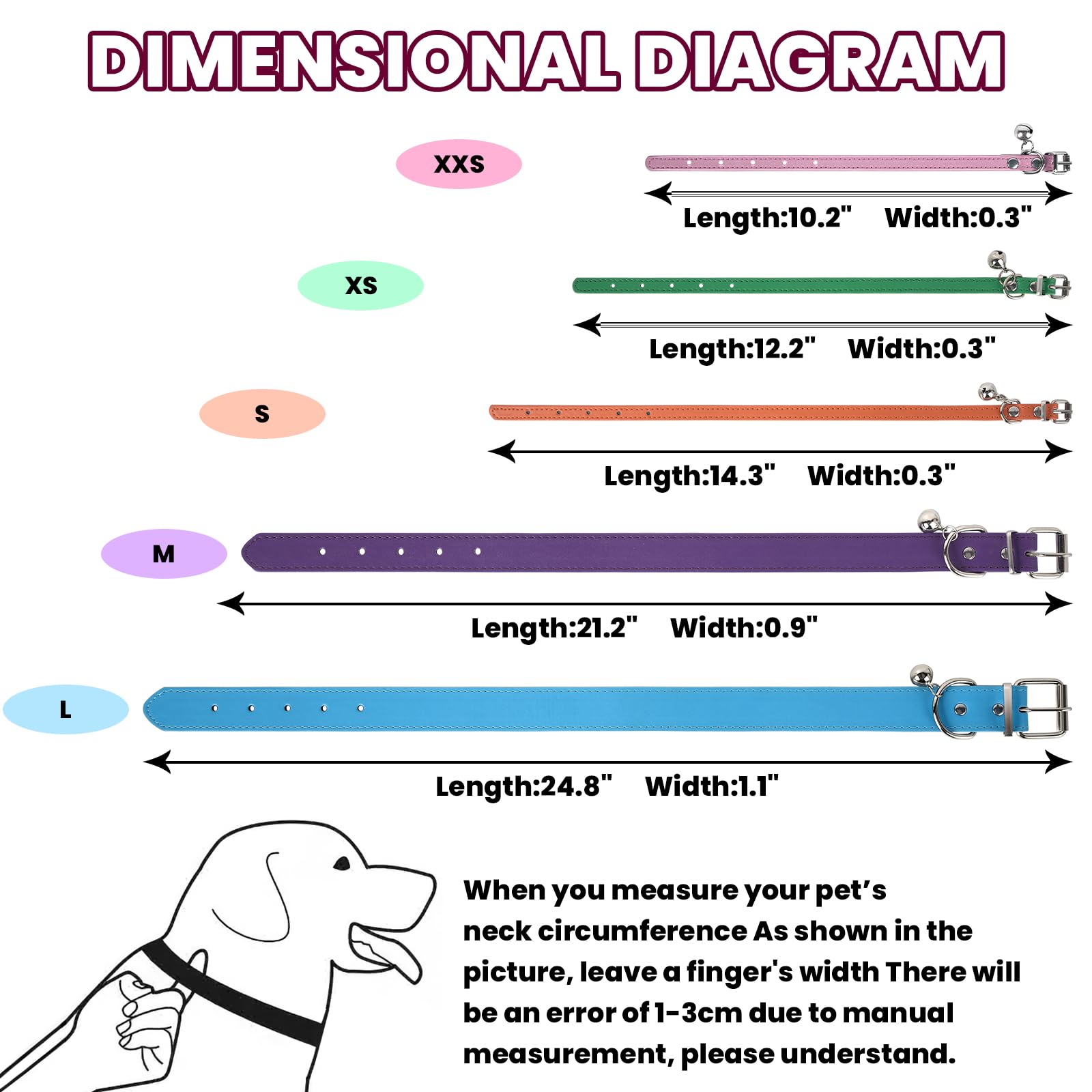 S Dog Collar For Small Dogs Adjustable Dog Collars Cat Collar For Small Medium Large Dogs 3/8 Inch Width (Pink, S)