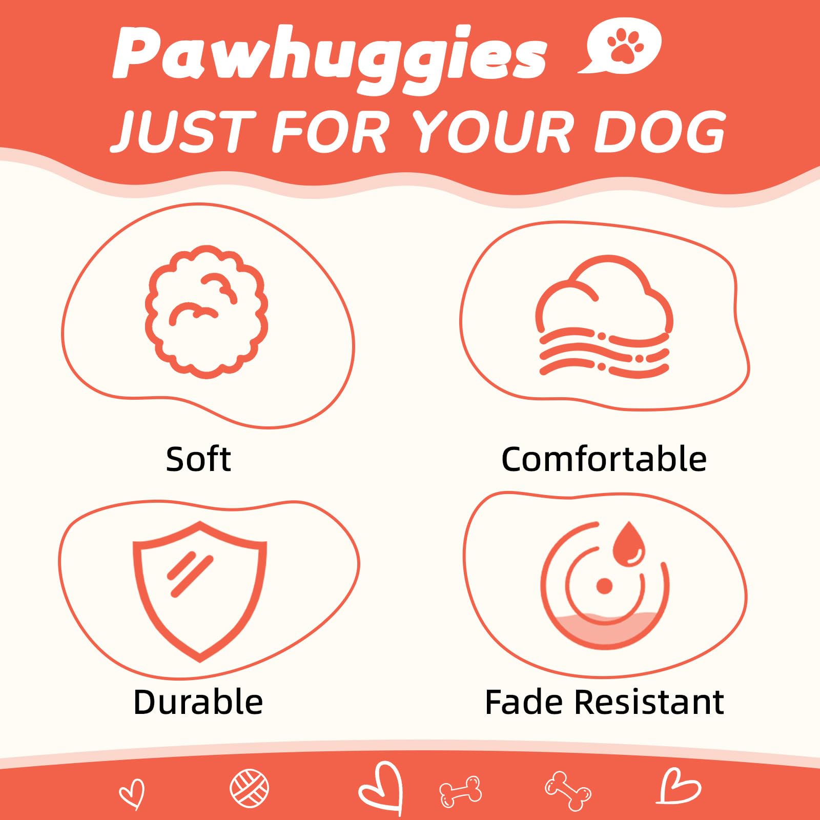 Pawhuggies Orange Dog Collar For Large Dog, Breathable, Anti-Odor & Soft, Comfortable For Sensitive Skin Puppies, 90% Bamboo Ray