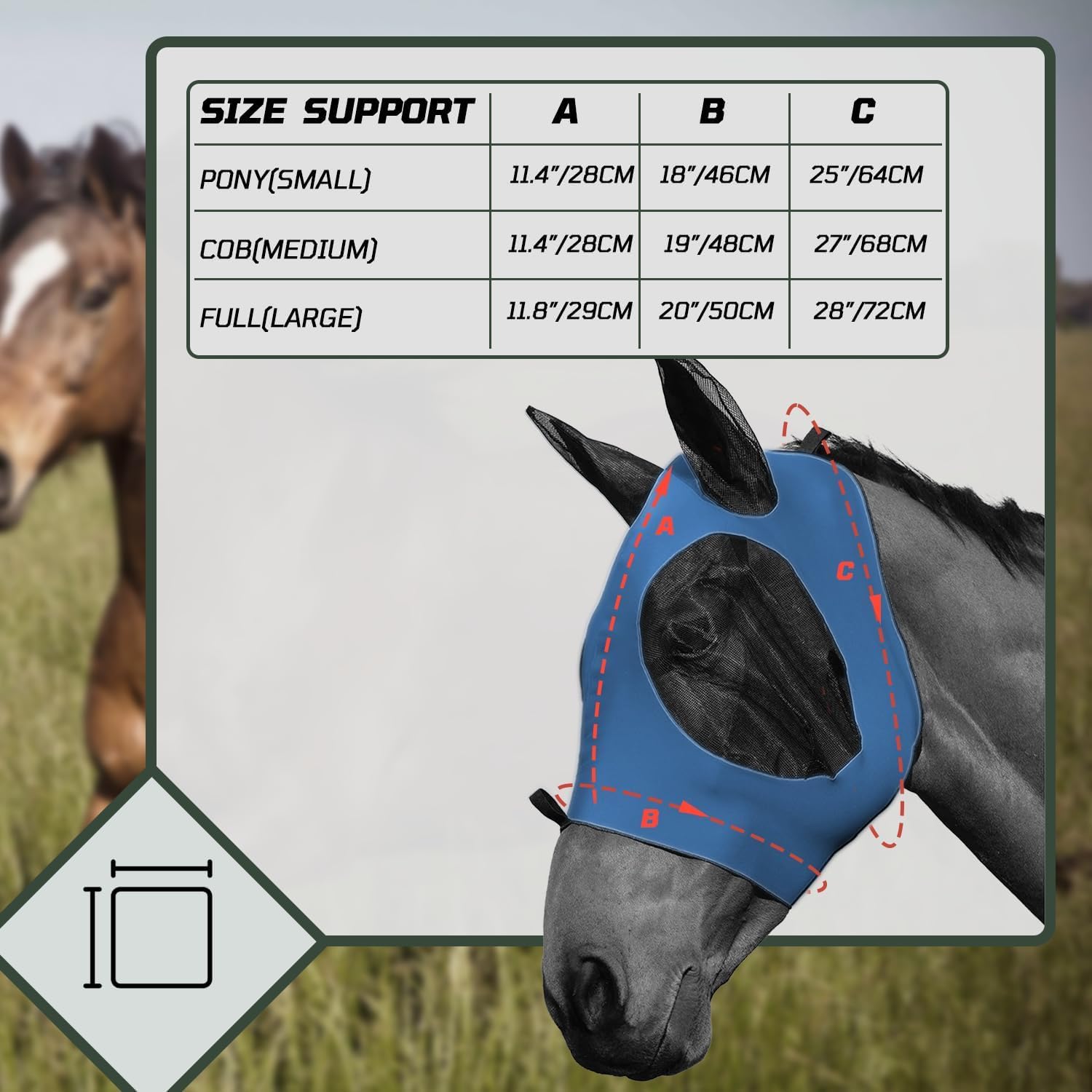 1 Pcs Elastic Fly Masks for Horses with Ears(Gray), Comfortable Cashel Mesh Fly Mask Elasticity Breathability UV Protection Hors