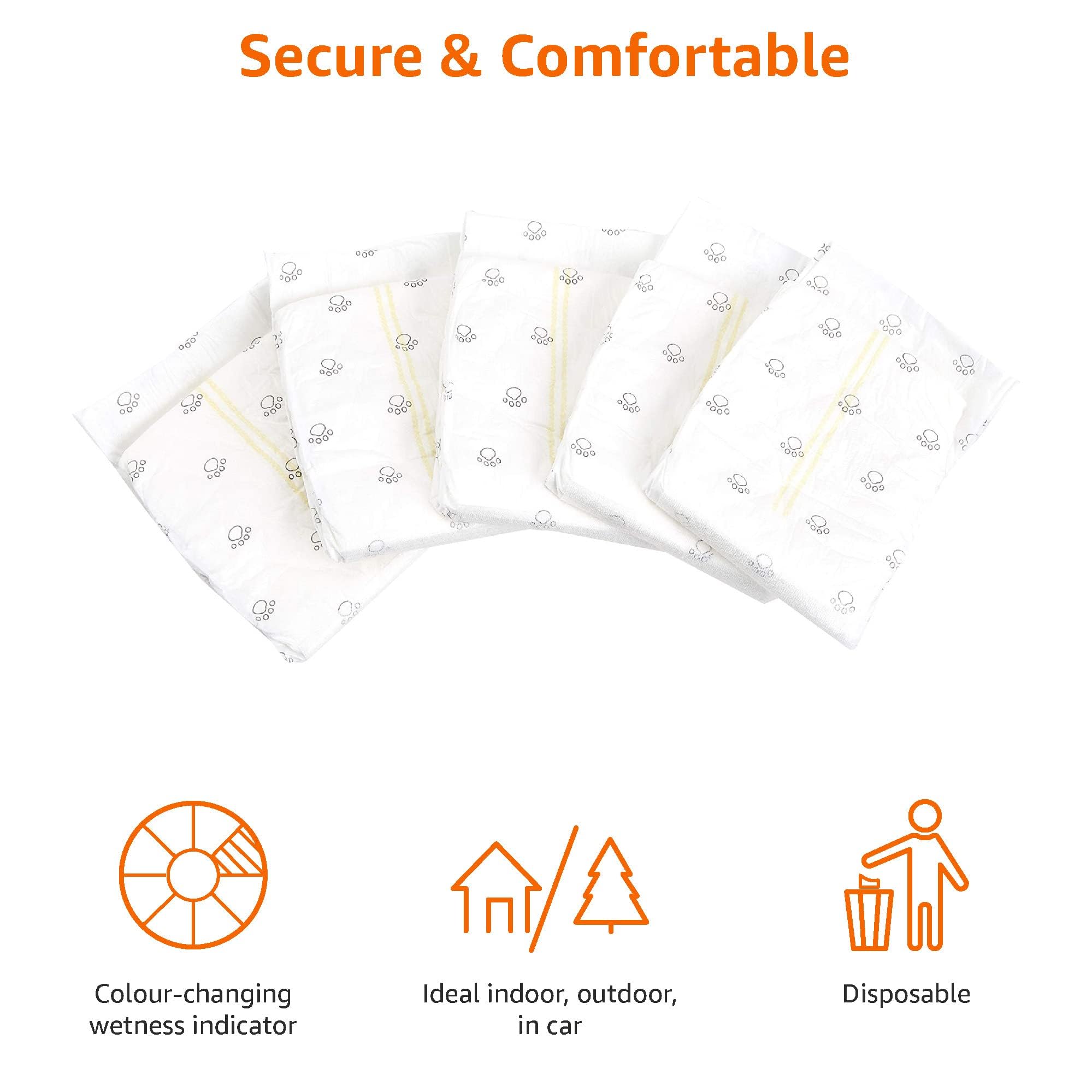 Amazon Basics Male Dog Diapers, 50 Count, Medium, Ultra Absorbent Disposable Wrap with Secure Fit, Leakproof and Comfortable