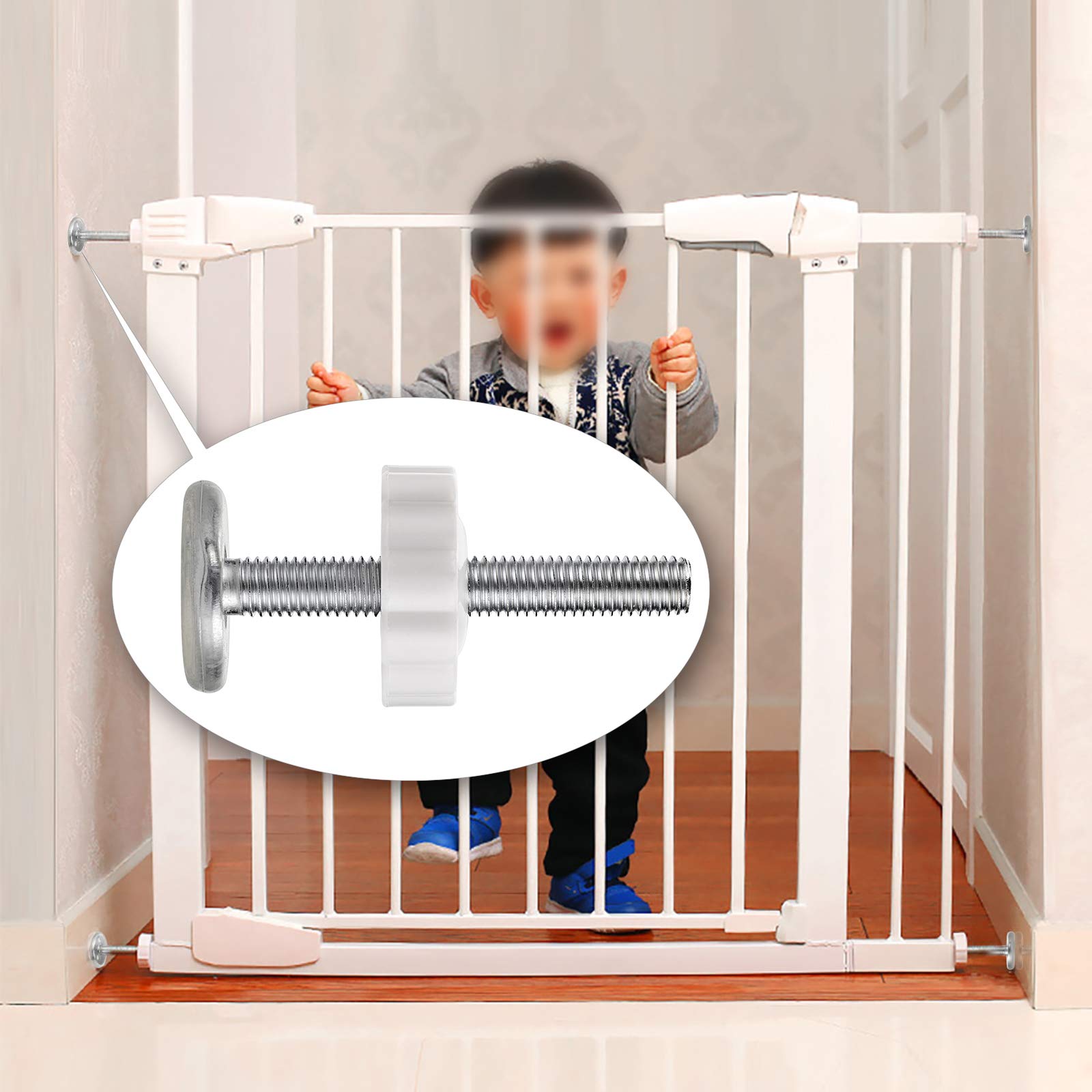 OwnMy Gate Adapter Kit - 10mm Threaded Spindle Rods, 4PCS, Metal, White - Pressure Gate Replacement for Pets and Stair Railings