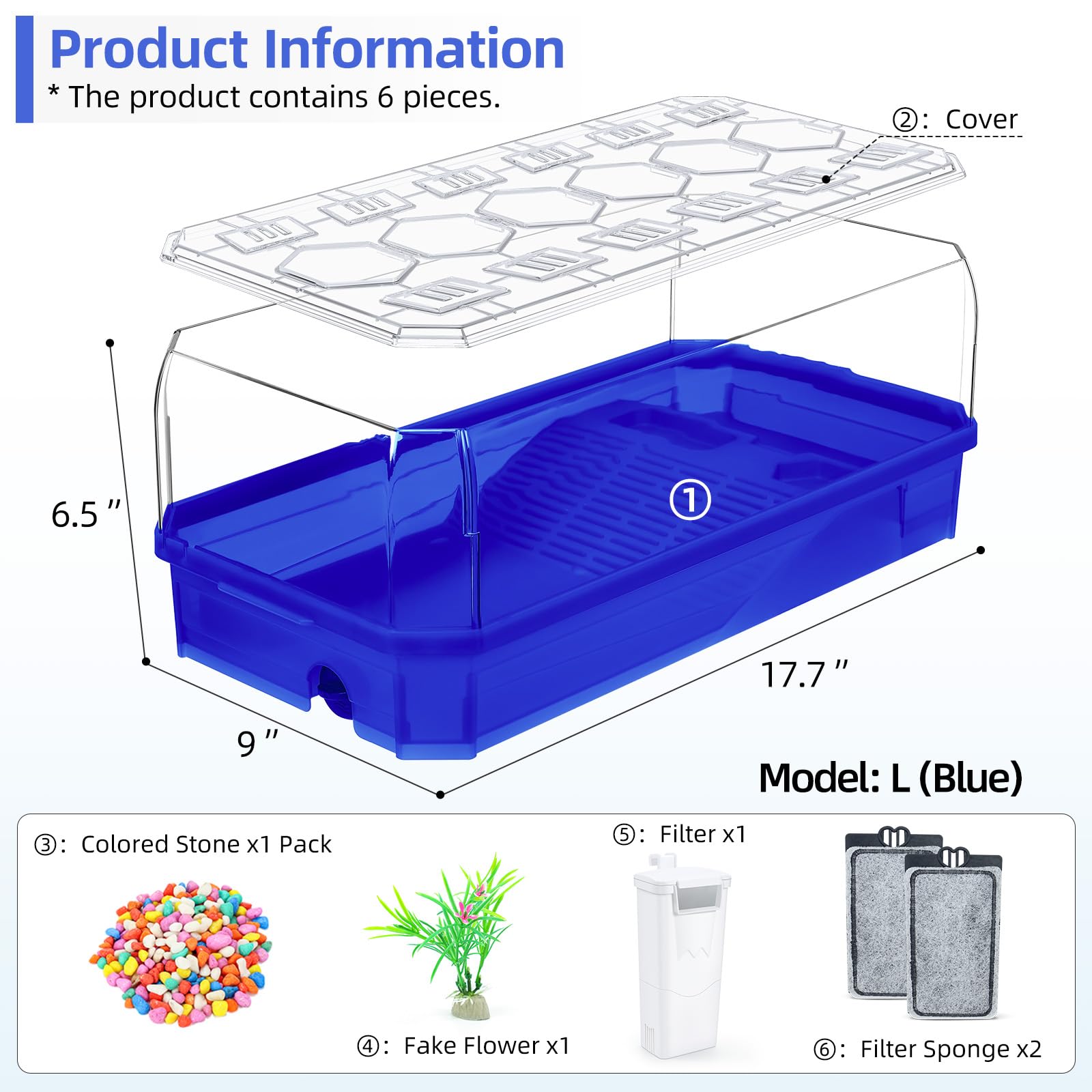 Wedoelsim Turtle Cage Tortoise Terrarium With Pump&Filter With Shower Function Easy To Change Water And Clean Water For Turtle H