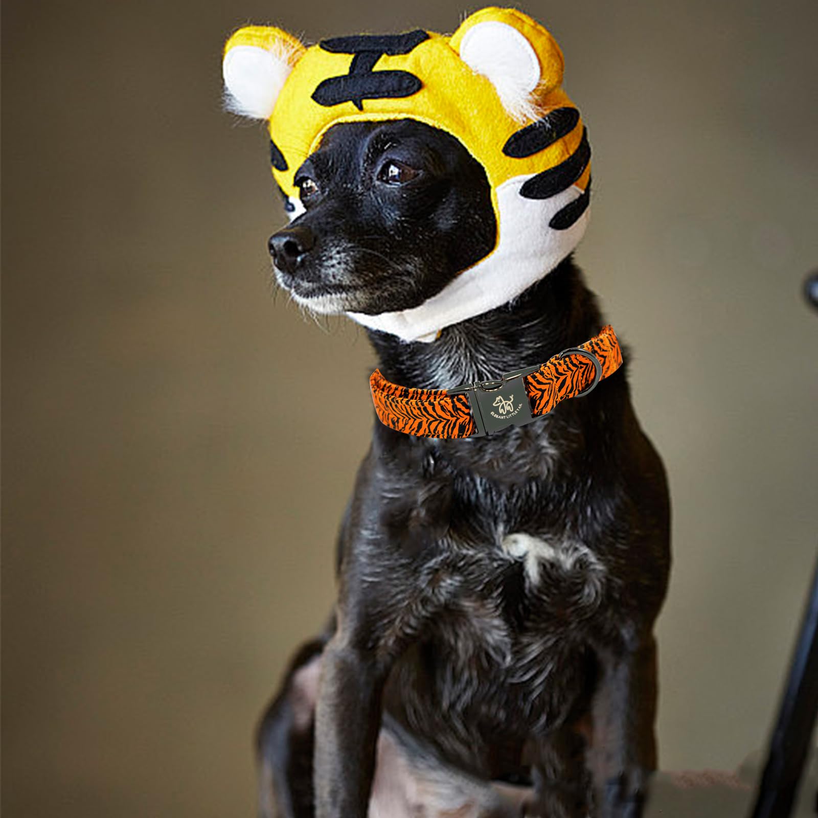 Elegant Tiger Print Summer Collar - Cotton, Durable Metal Buckle Collar For X-Small Dogs