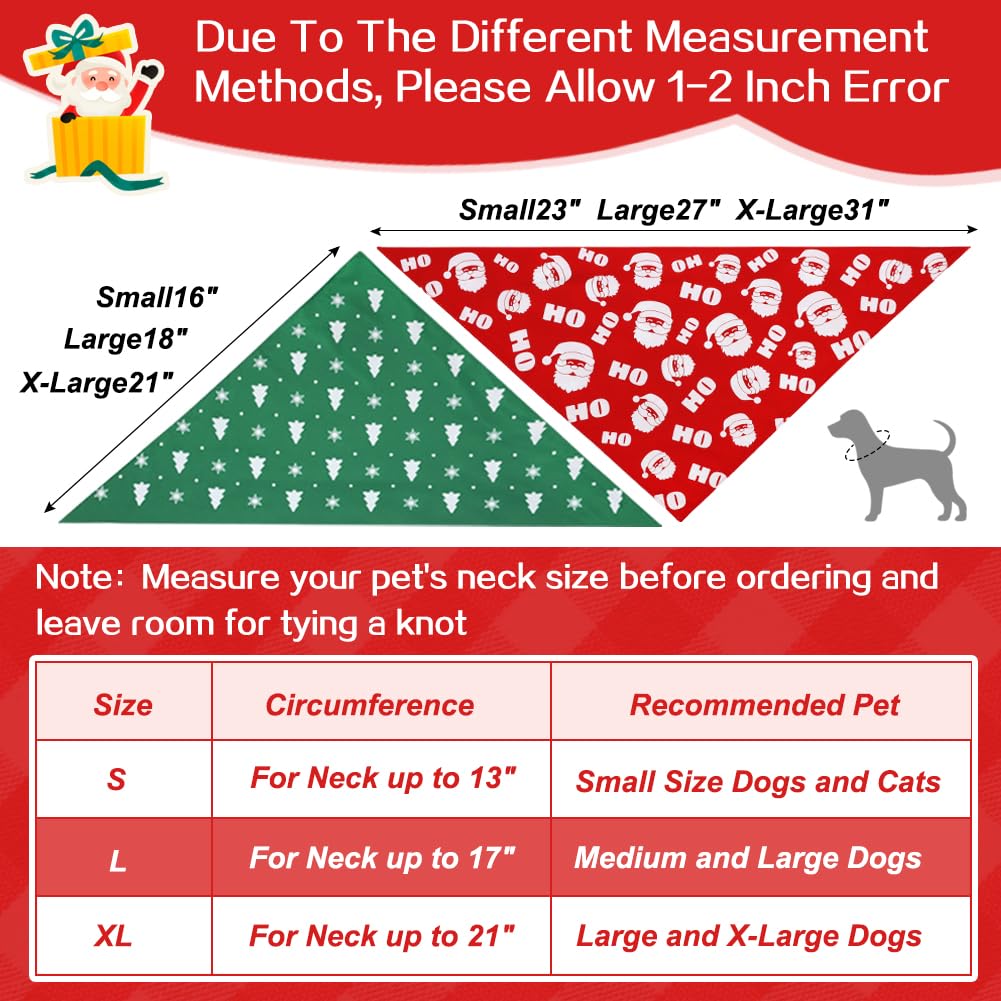 Vivifying Dog Christmas Bandana, 2 Pack Santa Claus And Christmas Tree Pet Scarves For Small Medium And Large Dogs, Holiday Cost