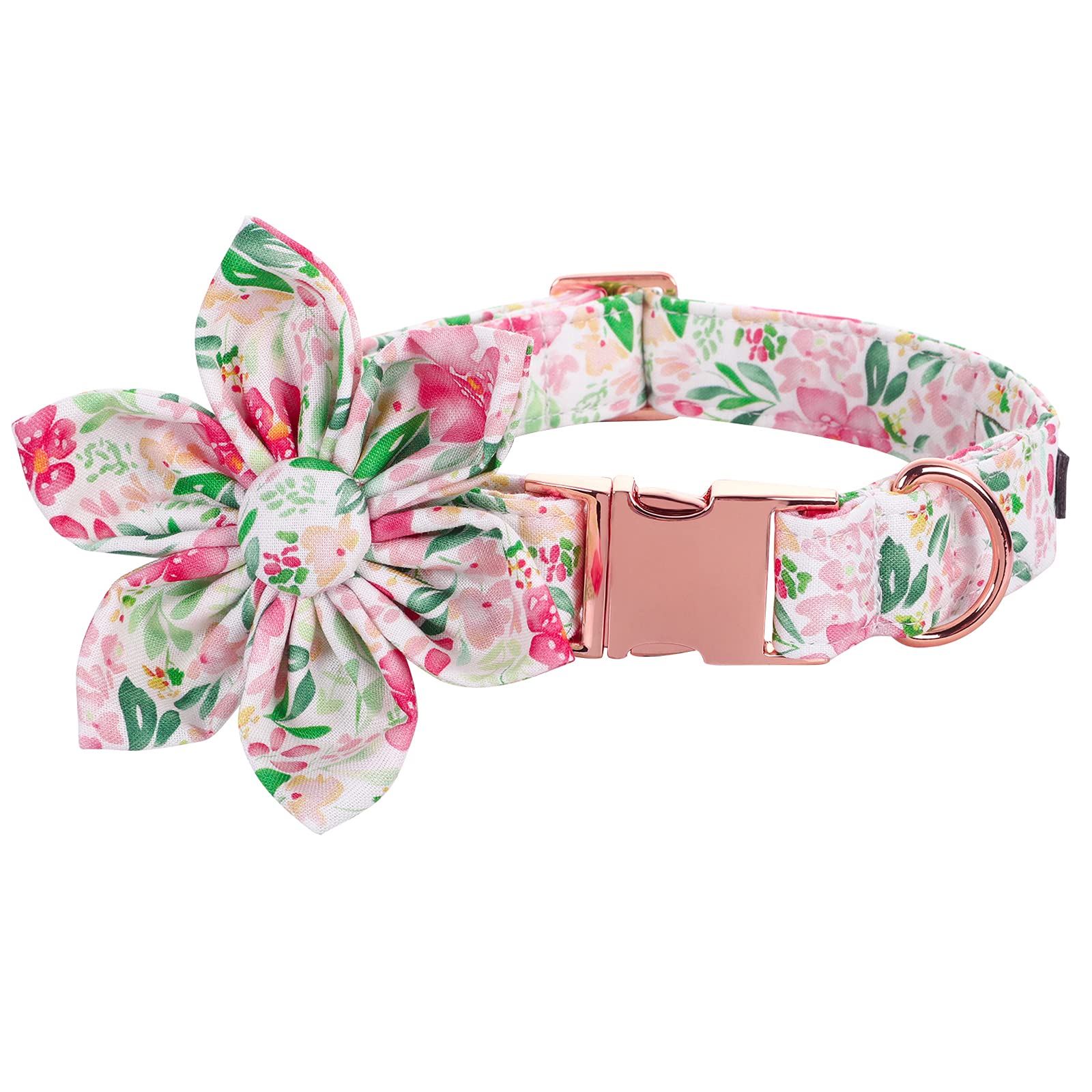 Lionet Paws Dog Collar With Flower, Soft And Comfortable, Adjustable Collar For Medium Dogs Girl, Neck 13.5-22 Inches