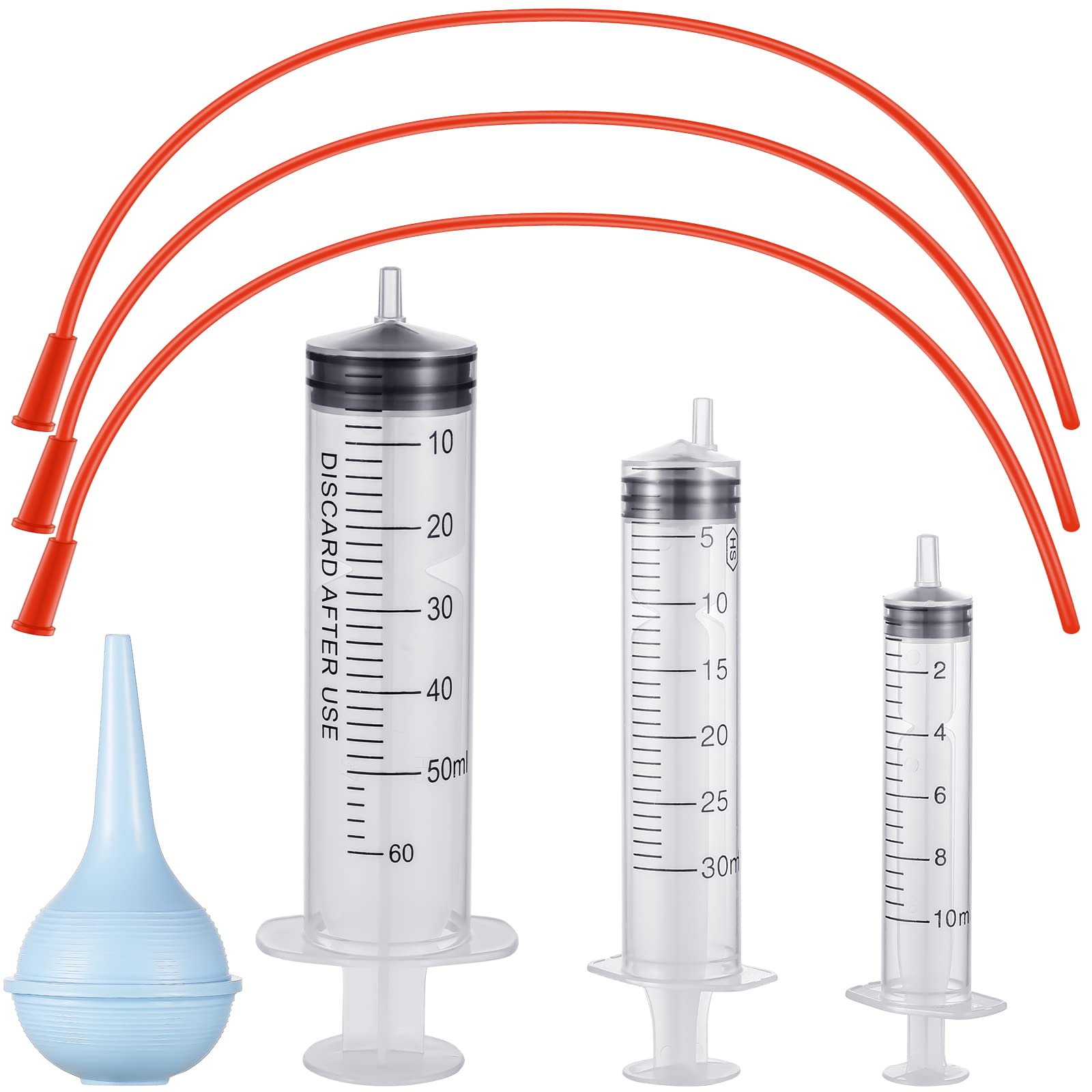 7 Pack Tube Feeding Kit for Puppies Puppy Feeding Tube Include 3 Pack 8 FR Red Give Food Pipes 3 Pack 10 ml 30 ml 60 ml Syringes