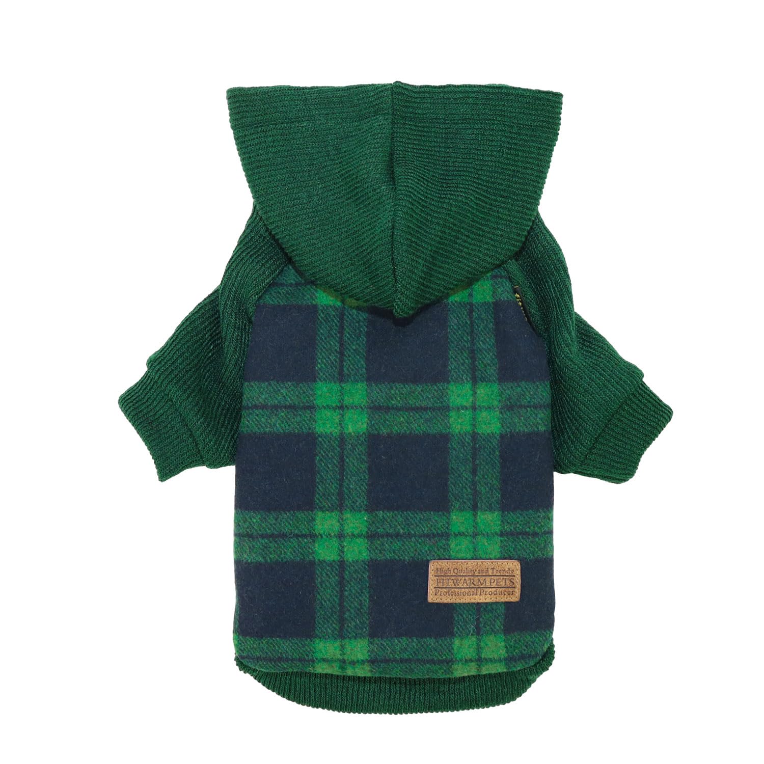 Fitwarm Tartan Plaid Dog Hoodie, Knitted Dog Clothes for Small Dogs Boy, Pet Sweater with Hood, French Bulldog Winter Outfit, Gr