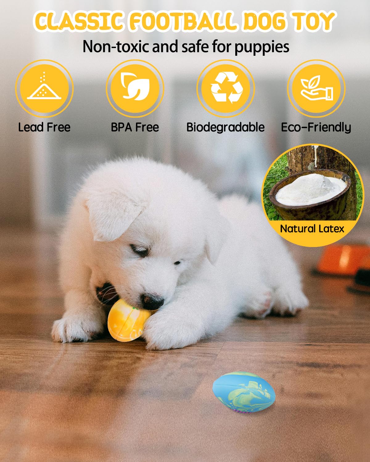 Schitec Dog Squeaky Toy Balls, Interactive Squeak Puppy Balls For Fetch Play, Latex Rubber Pet Toy For Puppies Mini Breed Small