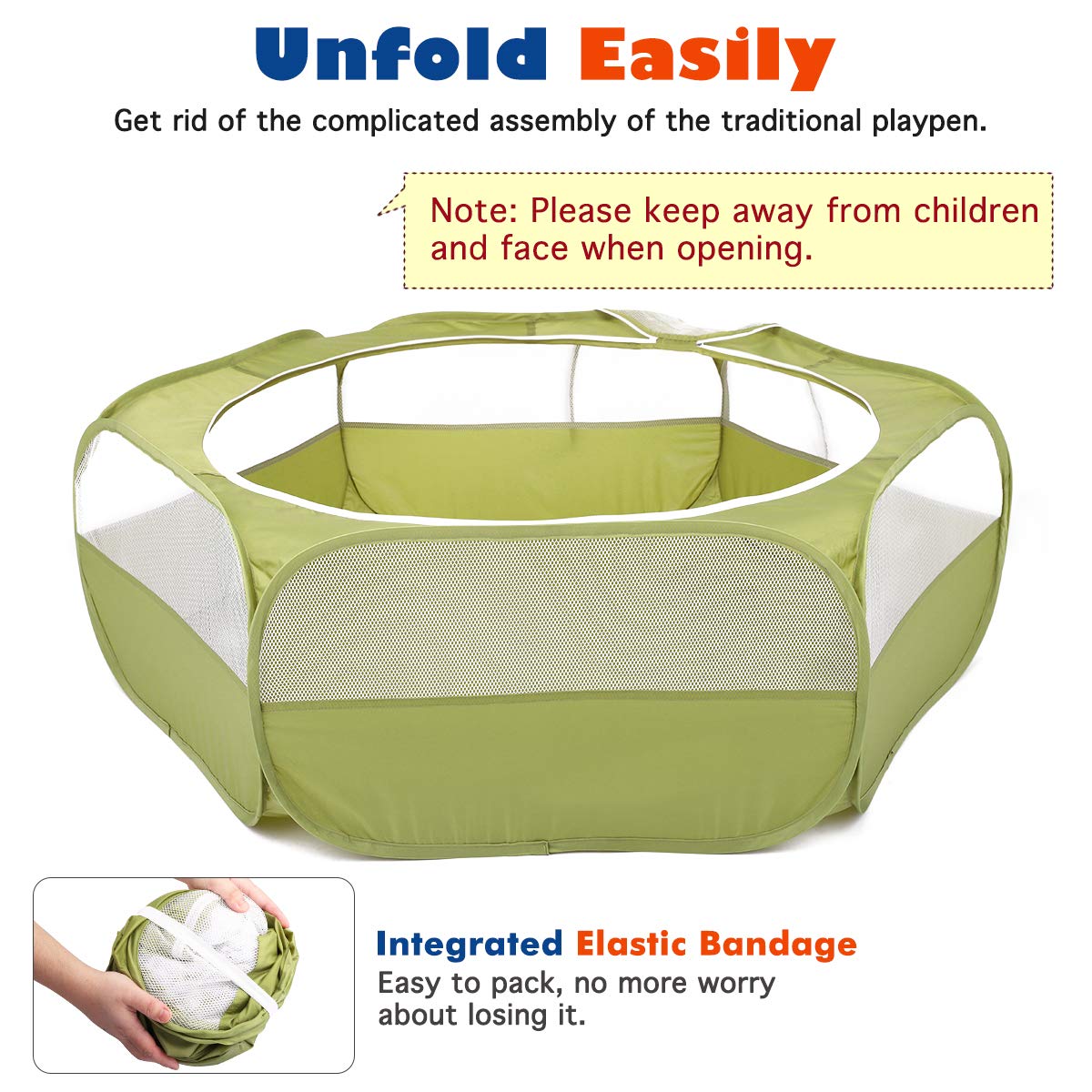 VavoPaw Small Animals Playpen, Waterproof Breathable Indoor Pet Cage Tent with Zipper Cover, Portable Outdoor Exercise Yard Fenc
