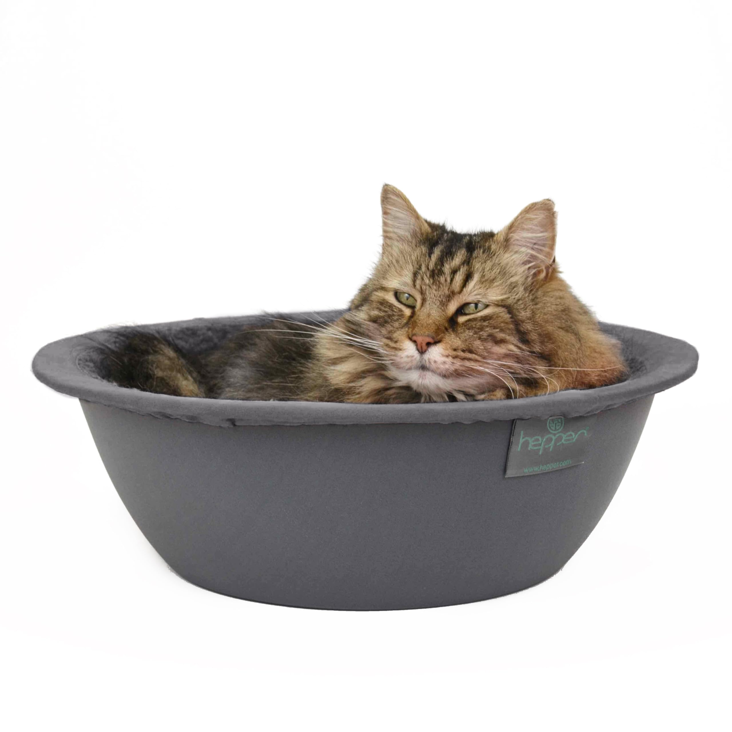 Hepper Cat Nest - Washable Round Cat Bed with Fleece Liner - Small Indoor Cat Bed - Grey/Pink