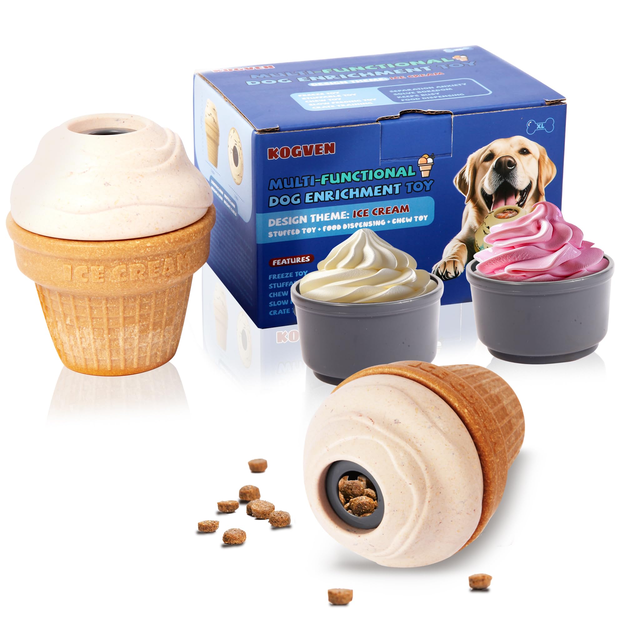 kogven Interactive Dog Toys for Boredom-Multi-Functional Design-Birthday Gifts for Dogs-Frozen Treats-Medium/Large Dog Toys-Part