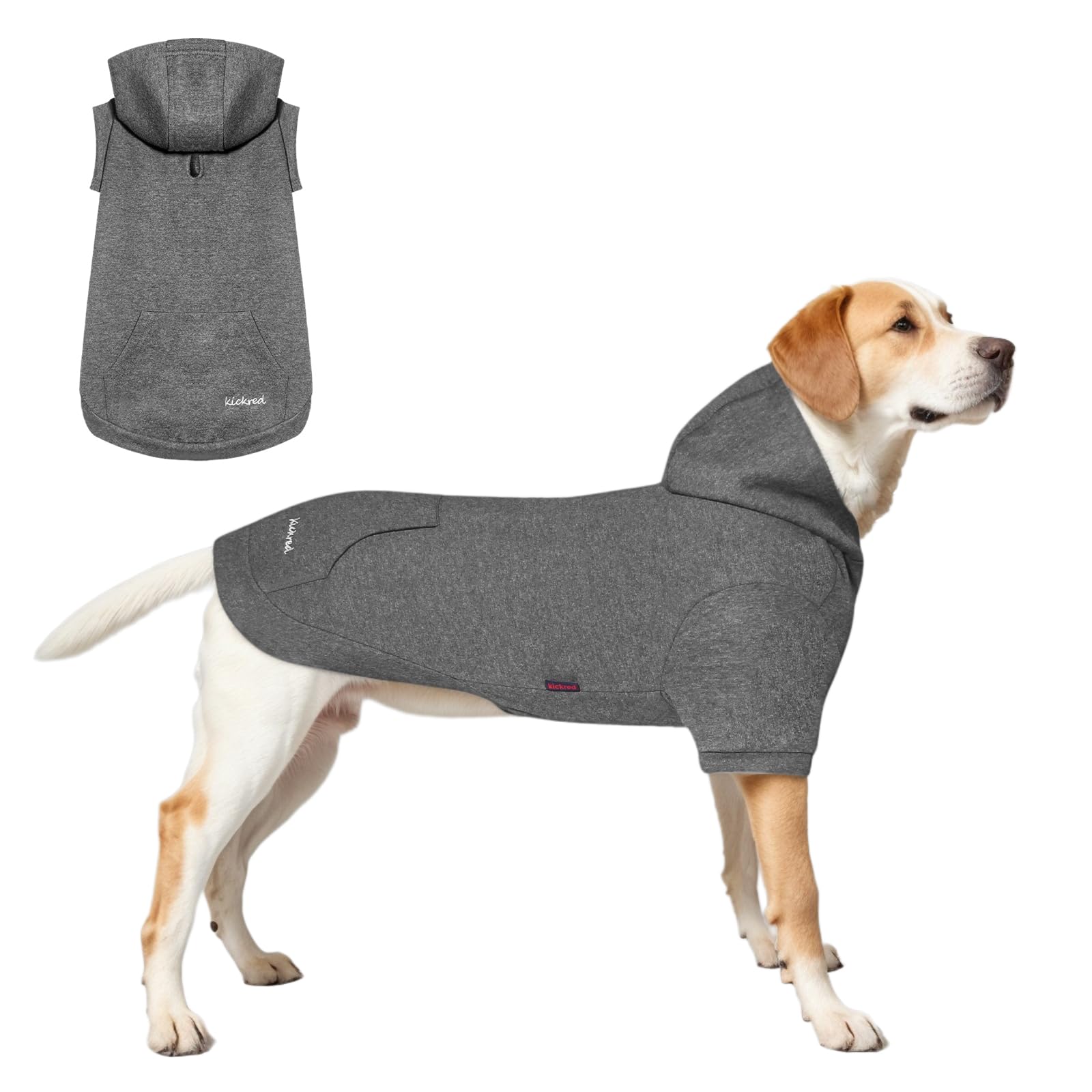 Kickred Basic Dog Hoodie Sweatshirts, Pet Clothes Hoodies Sweater With Hat And Leash Hole, Soft Cotton Outfit Coat For Large Med